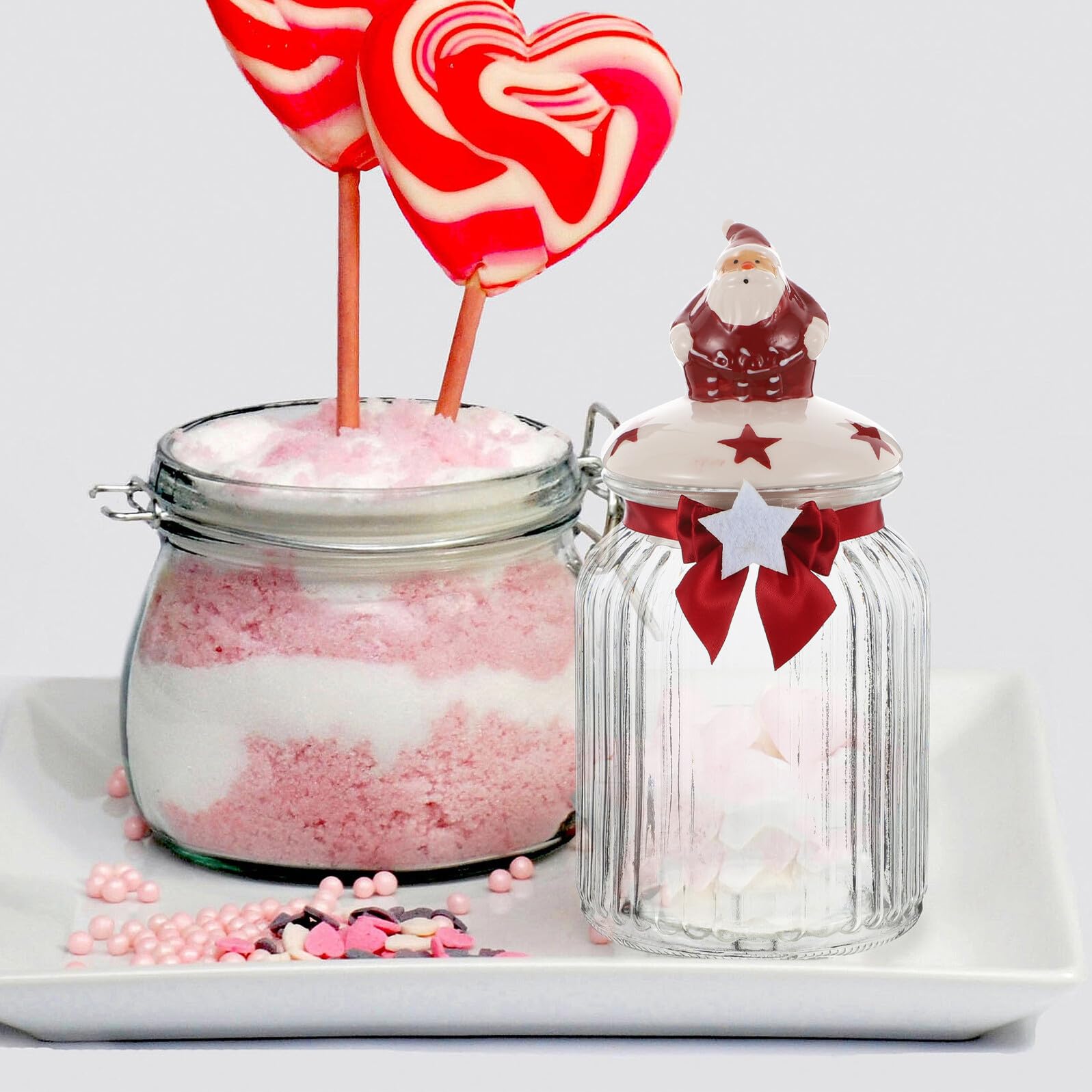 Toyvian Barattolo per Alimenti Sigillato a Forma di Babbo Natale Contenitore in Vetro per Tè Cereali e Frutta Secca Barattolo Ermetico da Cucina per Conservazione Alimentare