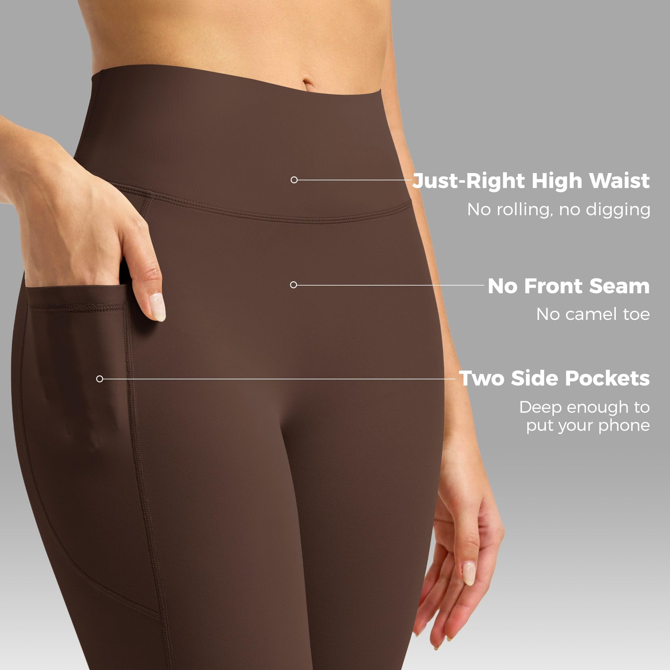 WILLIT Leggings acampanados para mujer, cintura alta, pantalones de yoga con bolsillos, opacos, corte bootcut, pantalones deportivos 77 cm/81 cm