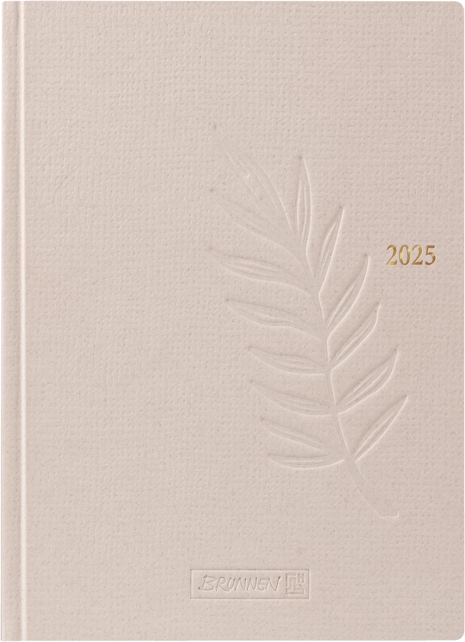BRUNNEN Pocket Diary Model 731 (2025), 2 Pages = 1 Week, A6, 176 Pages, Natural Cardboard, Hemp