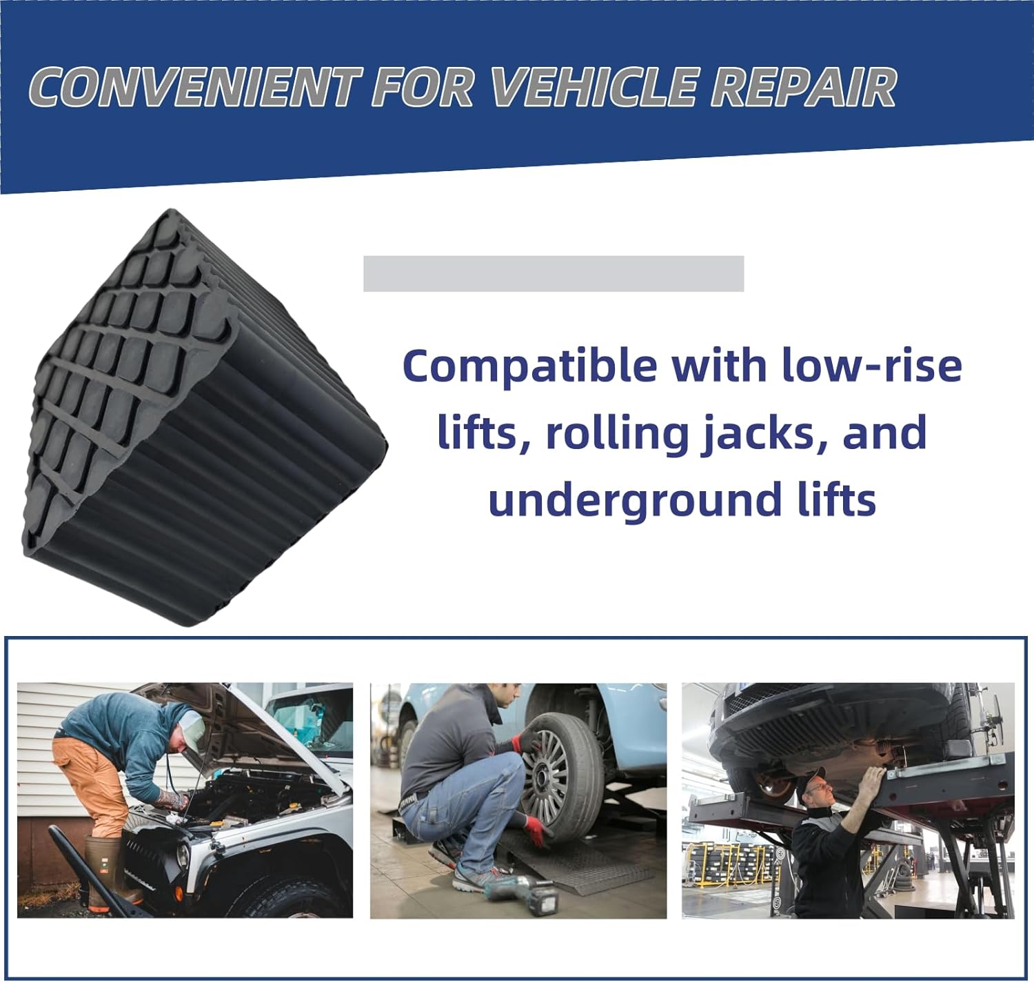 4 Pack Solid Rubber Auto Lift Pads, Universal Lift Blocks for Car Jacks and Lifts, Anti-Slip Spacer Pads, 3000lbs Capacity, 6.3x4.7x3.1IN