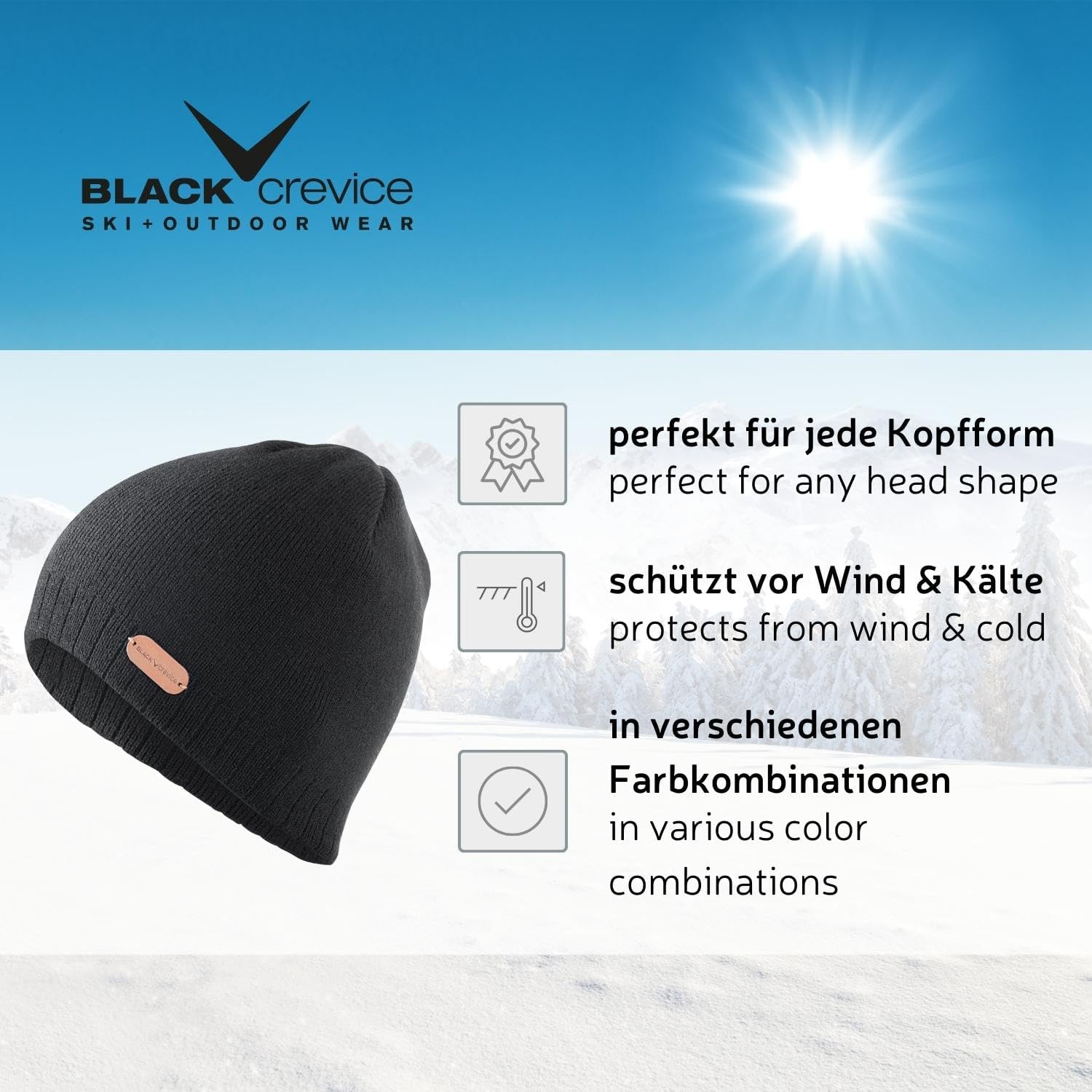 Black Crevice Berretto Unisex dal Design a Righe (Taglia Unica, Blu