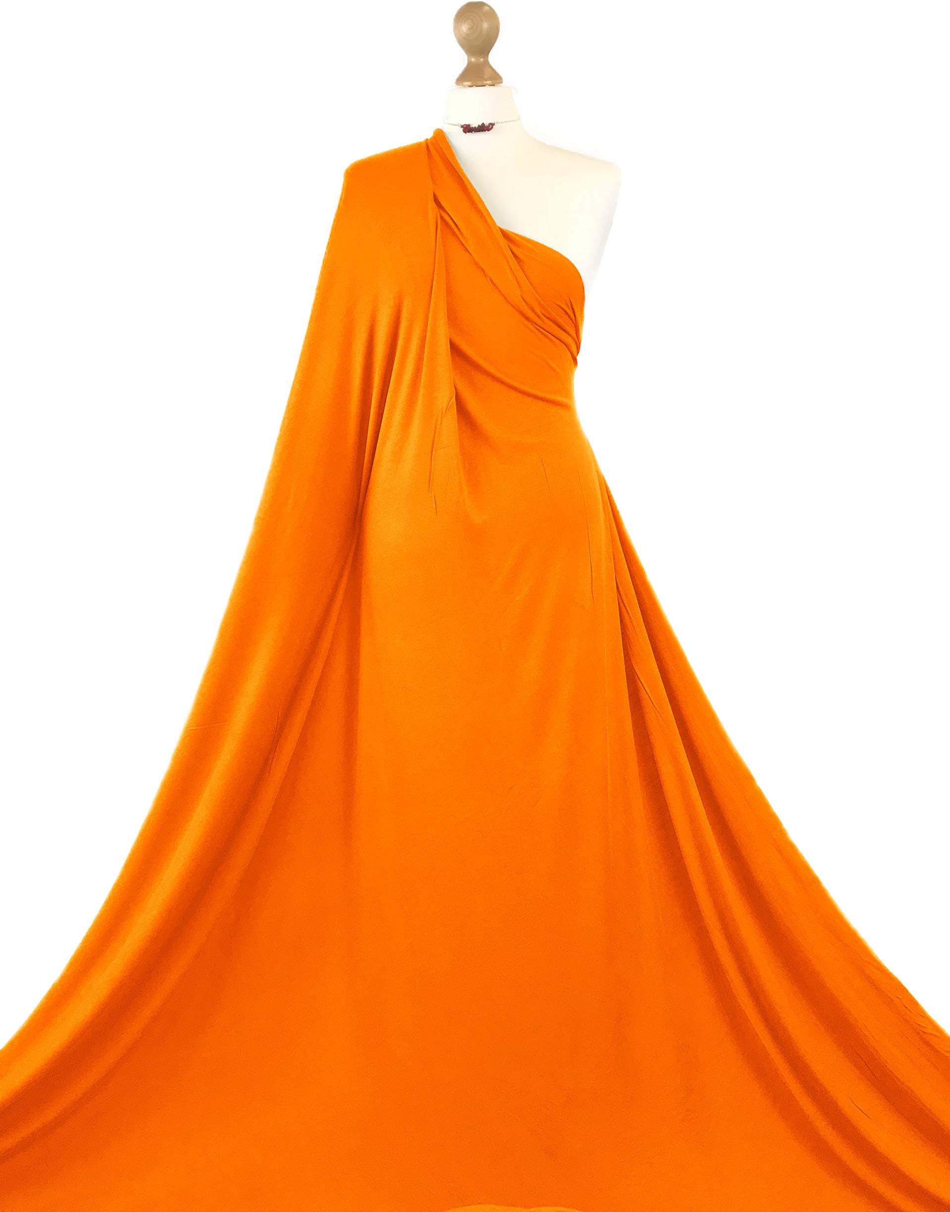 Premium Quality | Viscose 4 Way Stretch Jersey | Ultra-Soft Rayon Fabric | LF04 | by FABRIQUES (Orange, Half Meter)