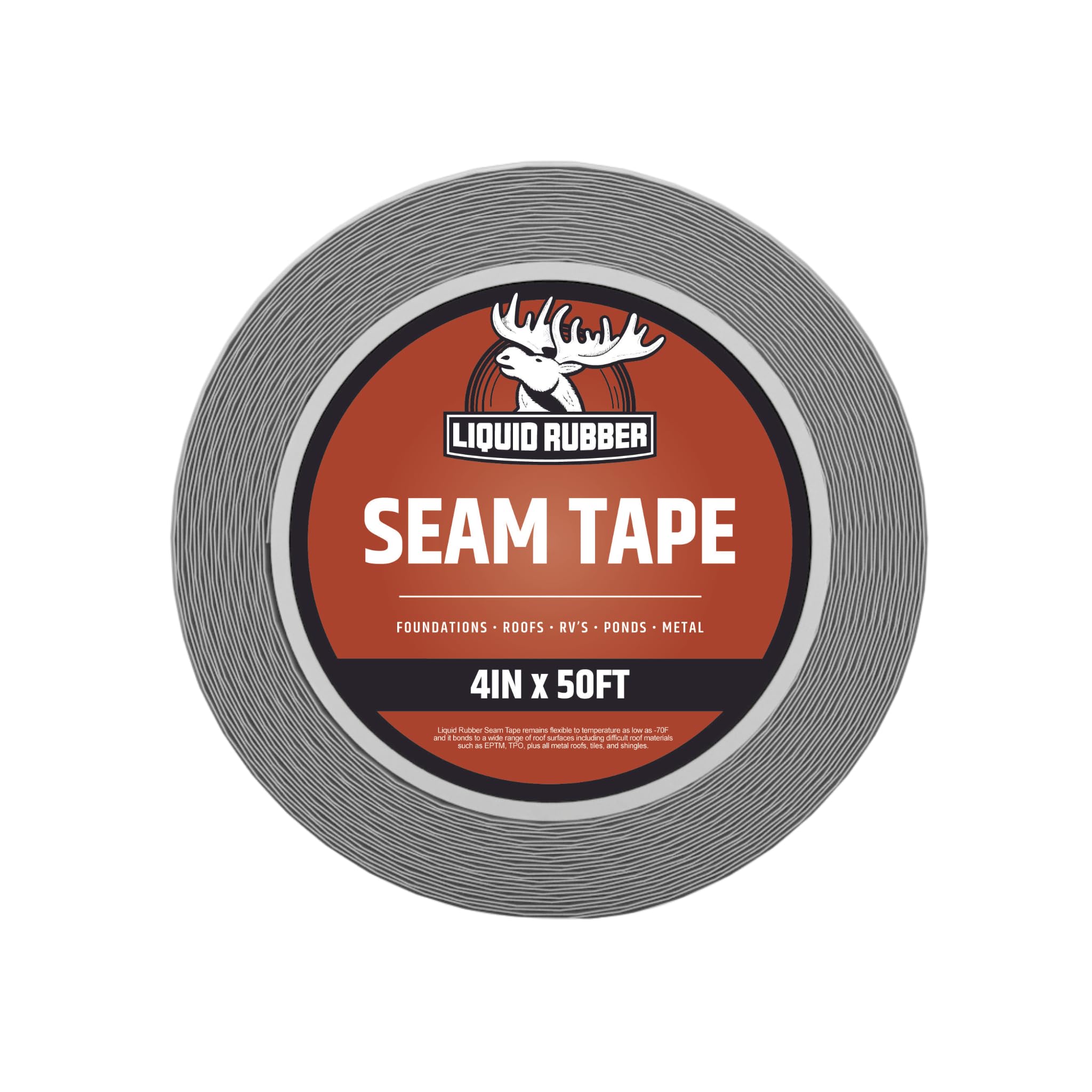 Liquid Rubber Peel and Stick Seam Tape - Fix Leaks, Repair and Restore Roof Joints and Tears, Bonds to EPDM, Metal, Tiles, Shingles, Wood, and Fiberglass Easy to Use, 4 Inch x 50 Foot Roll