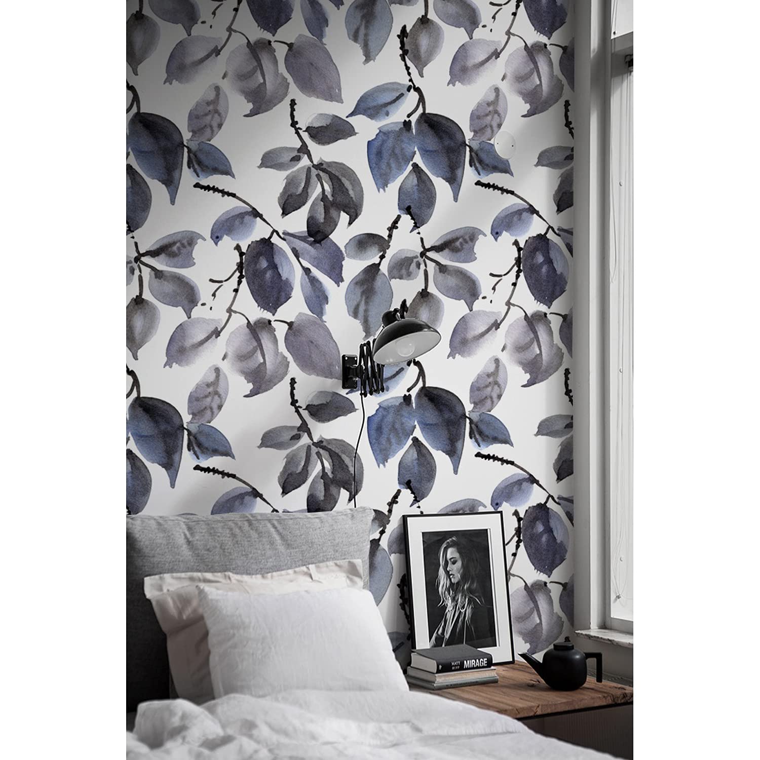 Papier peint panoramique feuilles sombres 250x250cm pour salon et chambre moderne