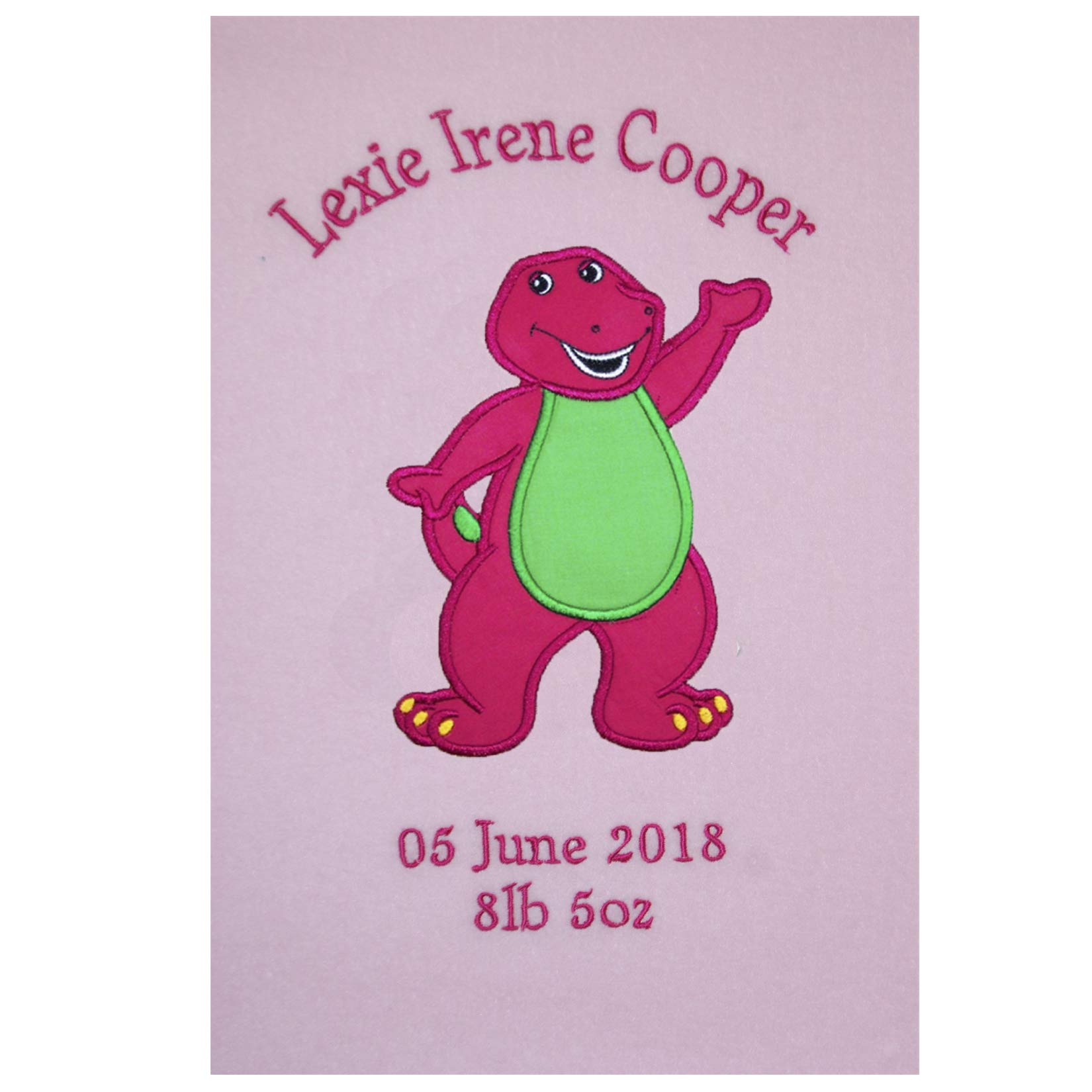 Barney Personalised Super Soft Fleece Baby Blanket (04 Pink)