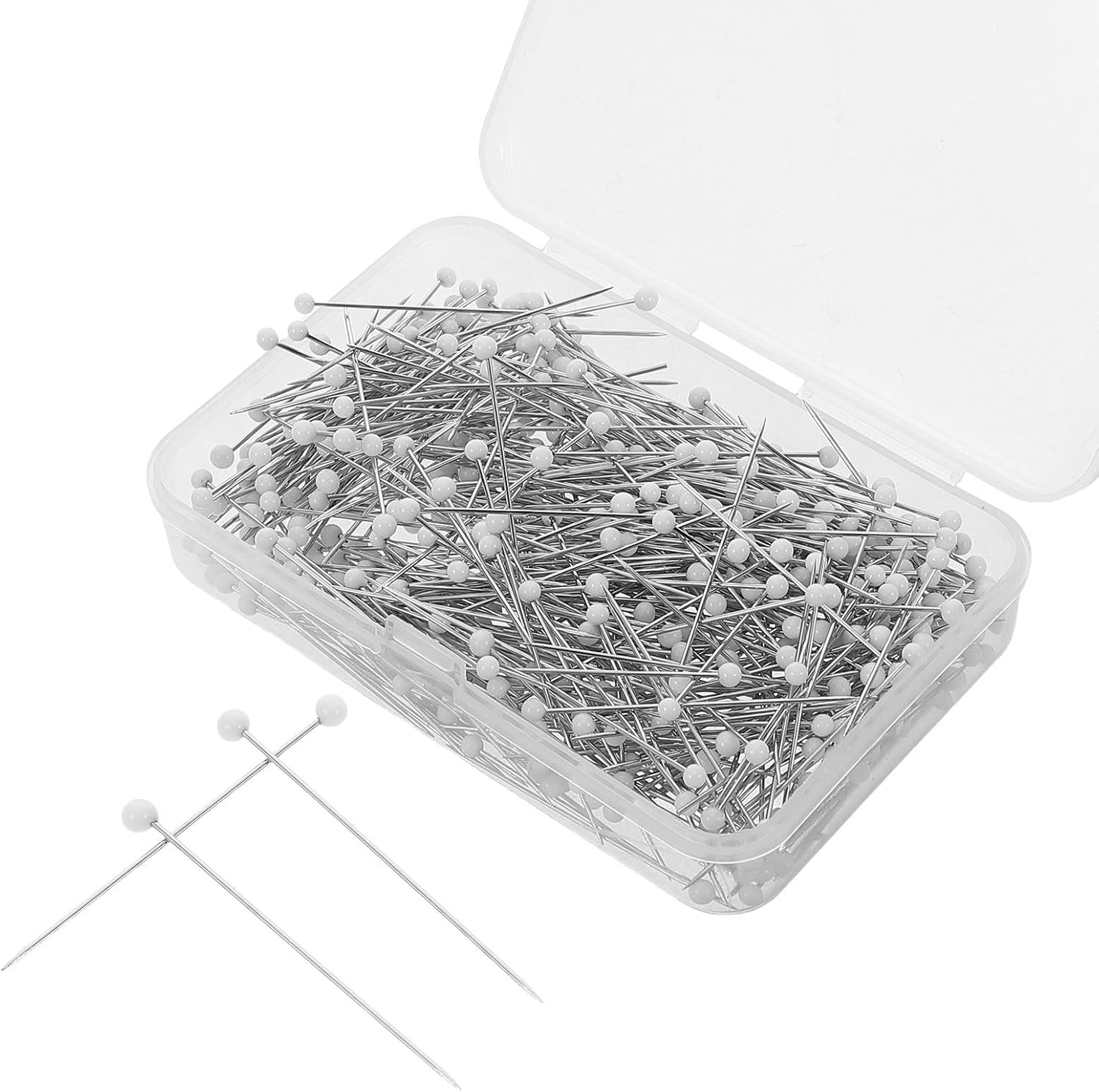 STOBAZA Straight Pins for Sewing and Quilting with Glass Heads 1000pcs 1.5 Inch Rust-Resistant Iron Pins for Firm Fabric Hold, for Clothes Making and Craft Decoration Projects