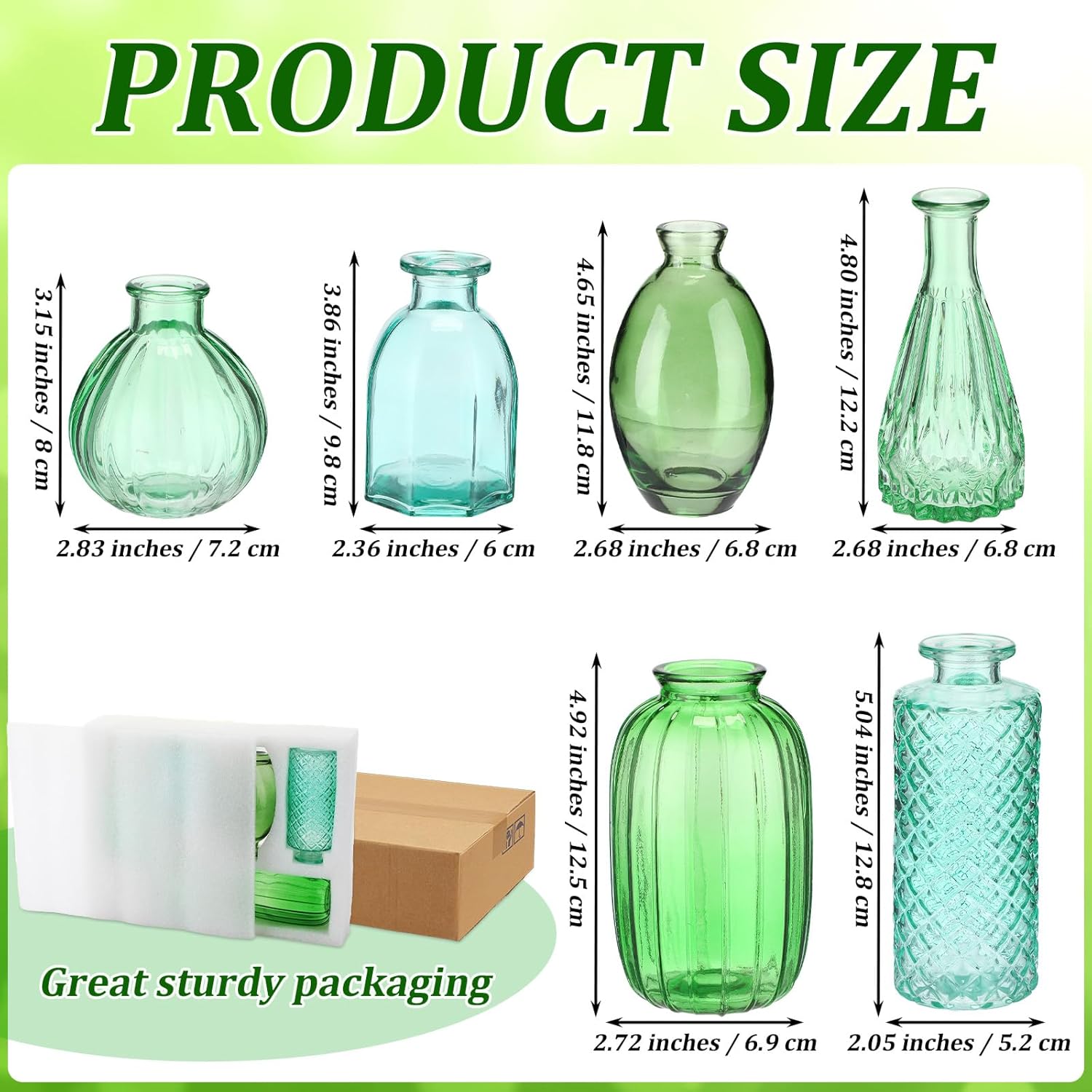 6 Pcs Stained Glass Hanging Vases Colorful Glass Terrariums with Rope Small Hanging Planters Pot Containers for Air Plants Flowers Garden Home Wedding Decor(Green Series)