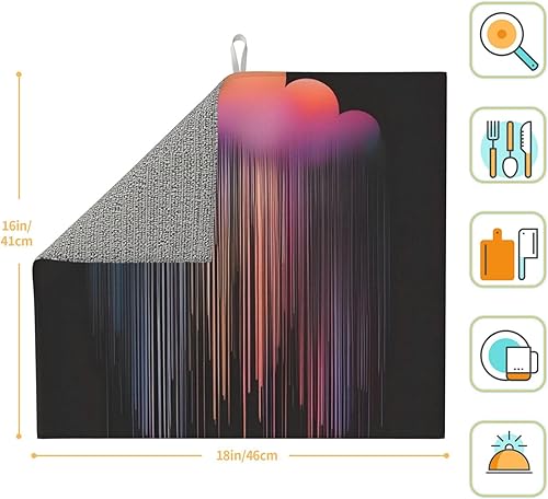 Miniatura 2 de Colorido arco iris lluvia lavable cocina encimera secado Mat 16x18in para Halloween Navidad inauguración de la casa platos escurridor