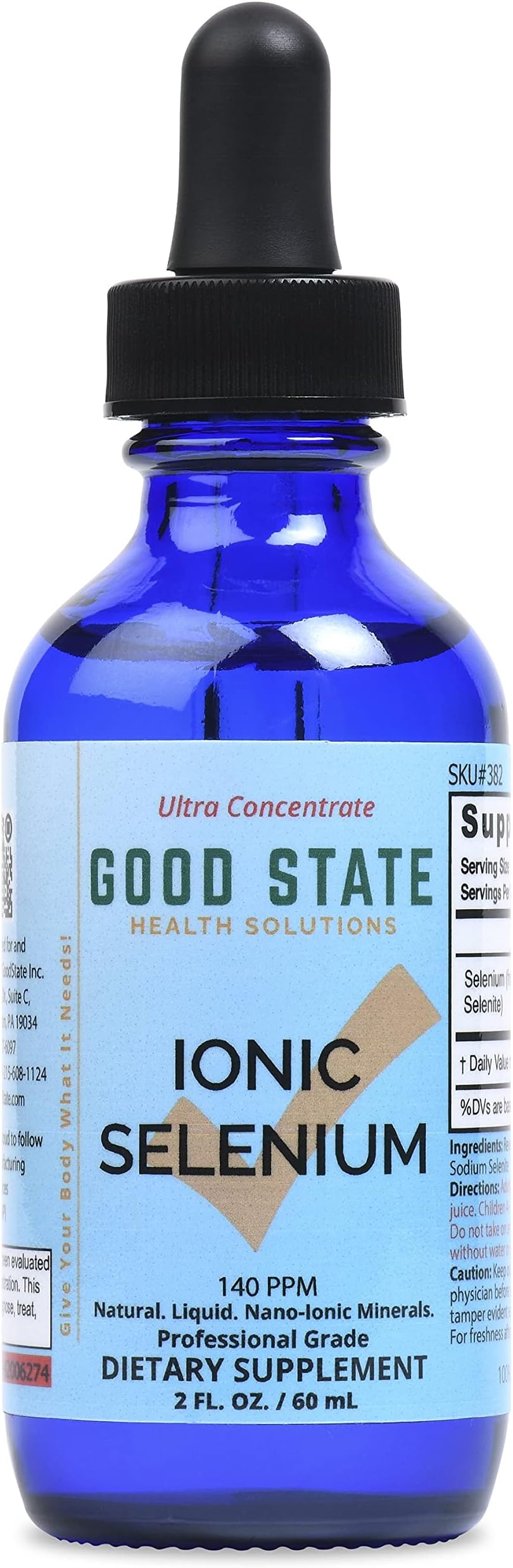 (Glass Bottle) Good State Liquid Ionic Selenium Ultra Concentrate (10 Drops Equals 70 mcg - 100 Servings per Bottle)