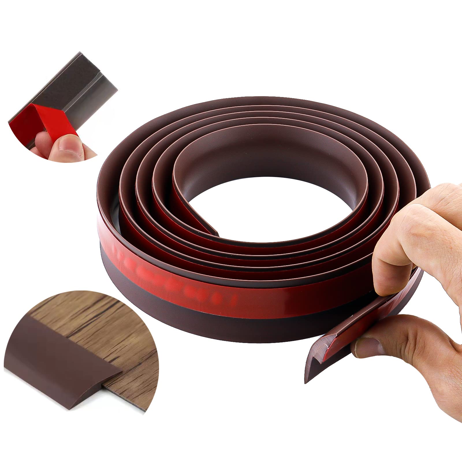 Photo 1 of *2 packs* 7Ft Floor Transition Strip Self Adhesive Edging Trim Strip Carpet to Tile Transition Strip for Doorways Suitable for Threshold Transitions with A Height Less Than 5mm (Coffee Bean Color) Type A, 7Ft Coffee Bean Color