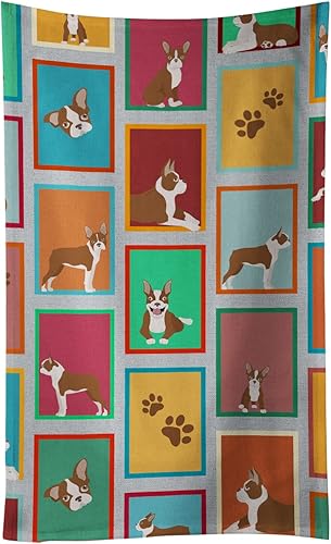 Caroline's Treasures MLM1131KTWL - Lots of Red Boston Terrier - Toalla de cocina para invitados, toalla de baño decorativa para cara, té, paño de