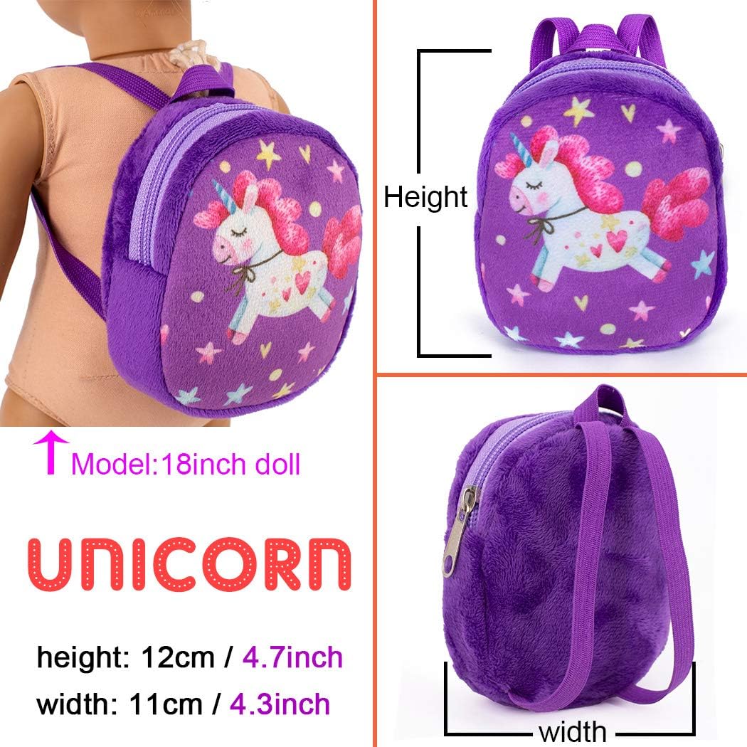 Doll Accessories 5pcs Cartoon Style Mini School Backpack Doll Bag Accessories for 16 18 inch Dolls