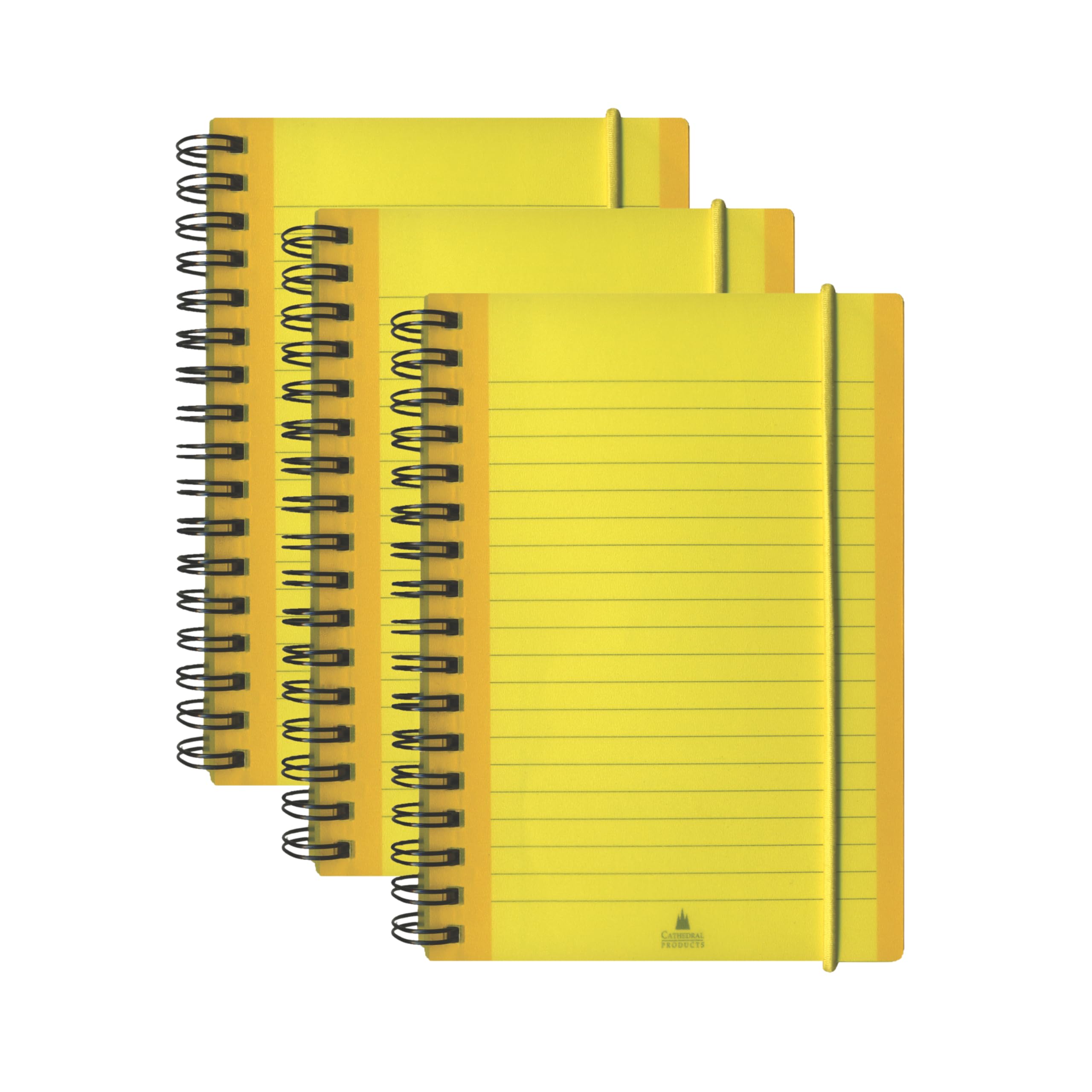 Pack of 3 A6 Spiral Bound Ruled Neon Yellow Notebooks