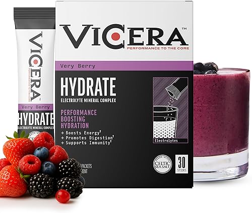 Polvo de electrolitos, sabor muy baya, paquetes de hidratación con sal marina celta, magnesio, calcio, colina, potasio, probióticos y