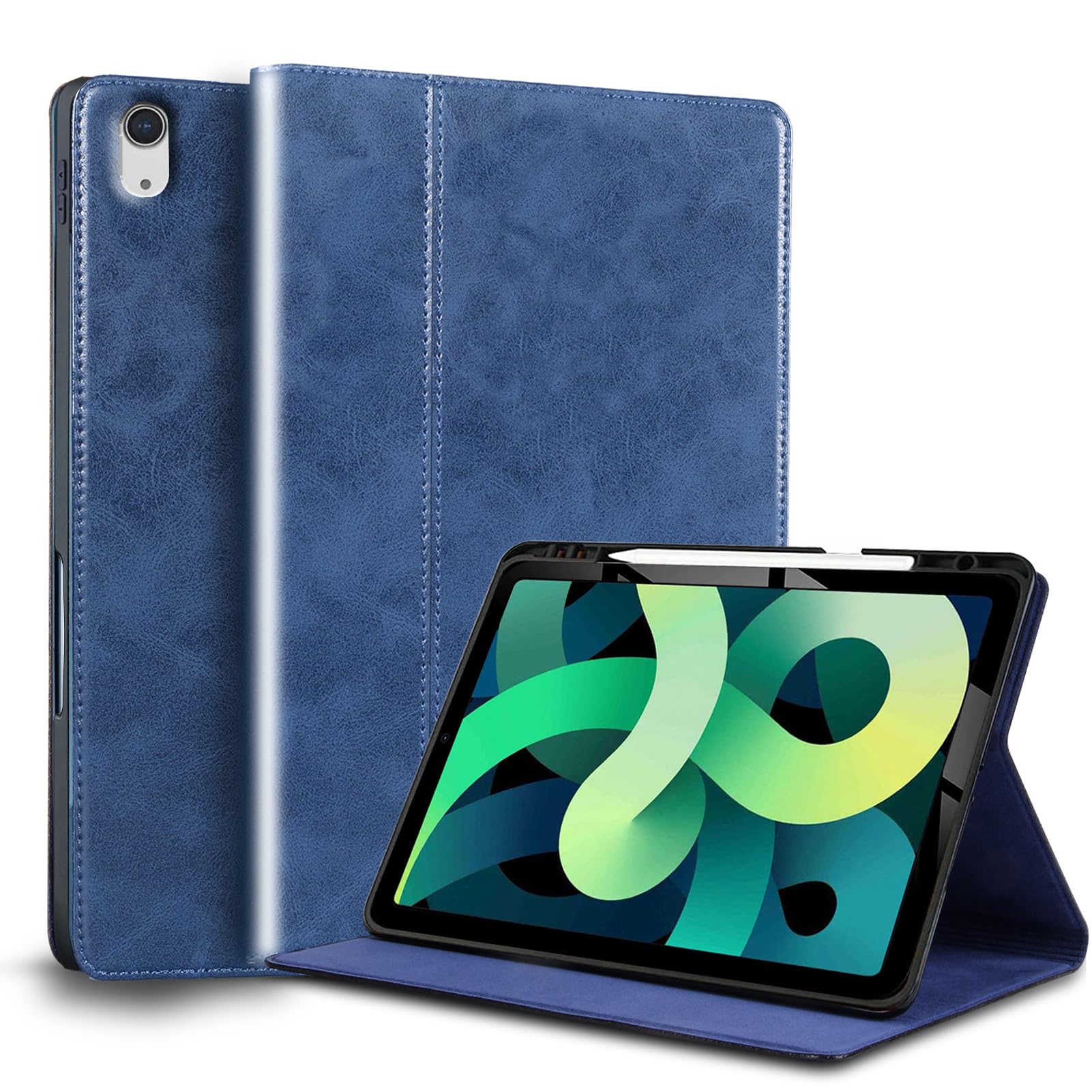 Gexmil Leder Hülle für iPad (A16) 11. Generation 11 Zoll 2025, iPad 10. Generation 10,9 Zoll 2022, Leder Cover mit Stifhalter,Stoßfest,Automatischer Schlaf/Aufwachen,Blau