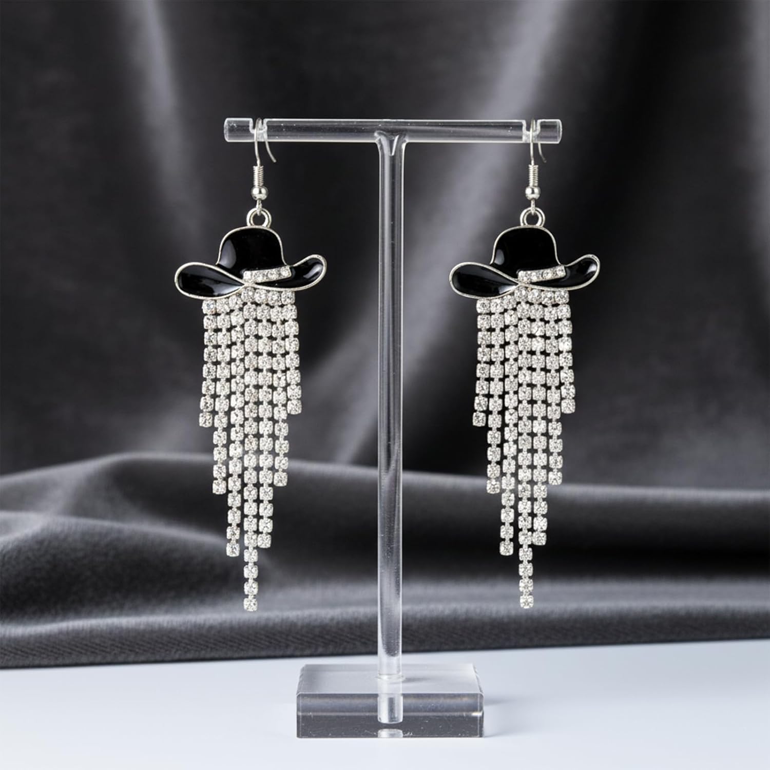 1Pair Cowgirl Dangle Earrings for Women, Western Rhinestone Tassel Drop Prom Jewelry, Sparkly Country Concert Rodeo Cowboy Outfit Accessories Gift - Image 5