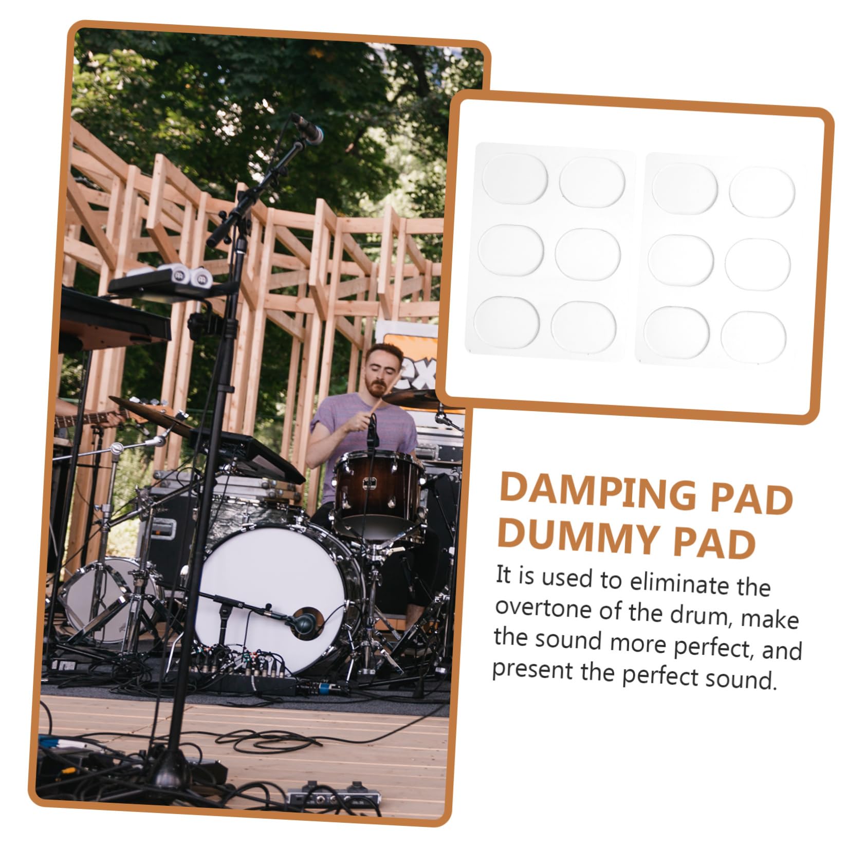 BESTonZON 12Pcs Transparent Drum Silence Pads Durable Silicone Dampeners for Snare Tom Cymbals Reusable Mute Stickers for Sound Control During Practice