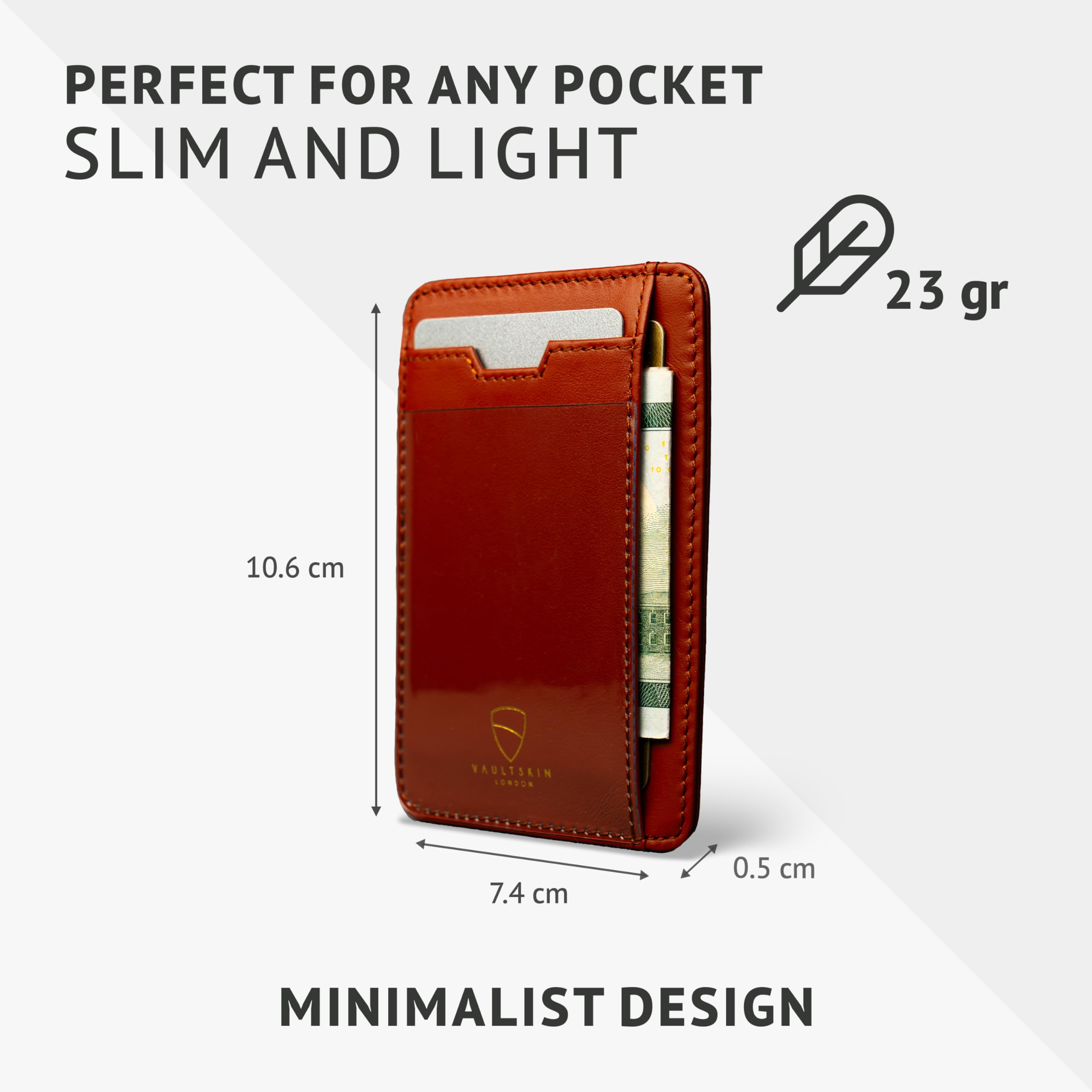 Vaultskin BRIXTON - Portafoglio Sottile in Pelle con Tasca ID, Stile Minimalista, Protezione RFID, per Uomini e Donne