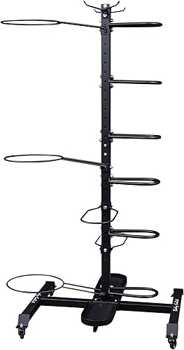 Body-Solid (GAR100) Soporte vertical compacto para organizar pelotas medicinales, pelotas de pesas, bandas y tubos de resistencia, cuerdas de salto,