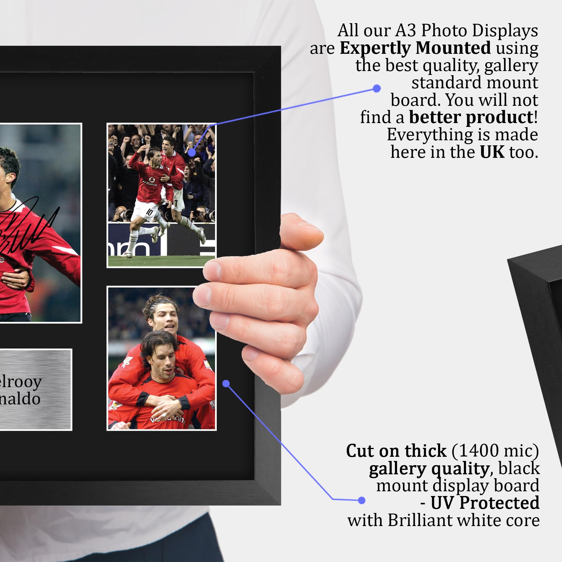 HWC Trading FR A3 Cristiano Ronaldo & Ruud van Nistelrooy Gedruckte Memorabilien Signiertes Autogramm Fotodisplay für Fußball Anhänger und Fans - A3 Gerahmt