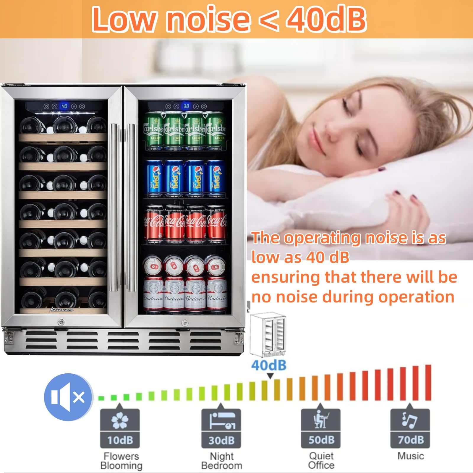 Wine and Beverage Refrigerator with Smart Temperature Control, Large Capacity Wine Cooler 33 Bottles and 100 Cans, Built-In or Freestanding, LED Light, Compressor Cooling for Wine, Champagne, Drinks on Fridge.com
