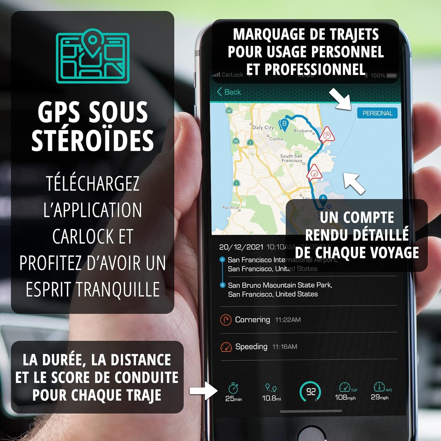 Carlock Basic 4G Traceur GPS. Alarme & Antivol Voiture. Trace Votre Voiture en Temps Réel et Vous Avertit Immédiatement en Cas de Vibration ou de Mouvement Suspect. Connecté