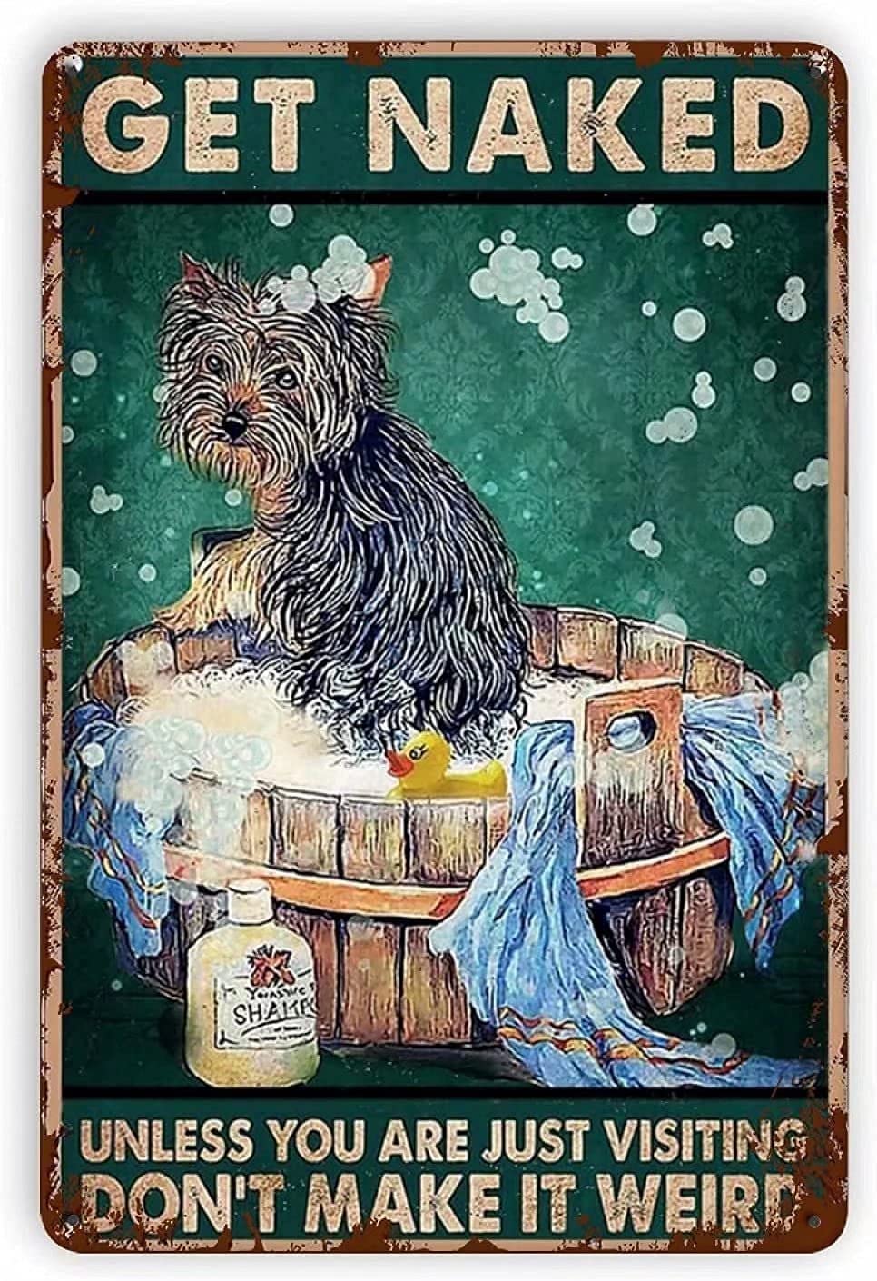 Dog Bath Poster Metal Signs, Fun Poster For Bar Kitchen Cafe Farmhouse Wall Decor 8x12inch
