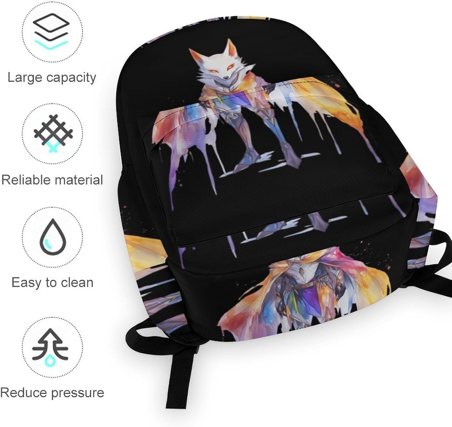 Cool Fox1 Casual Backpack Daypack 16.5 Inch Fashion Double Shoulder Bag for Women