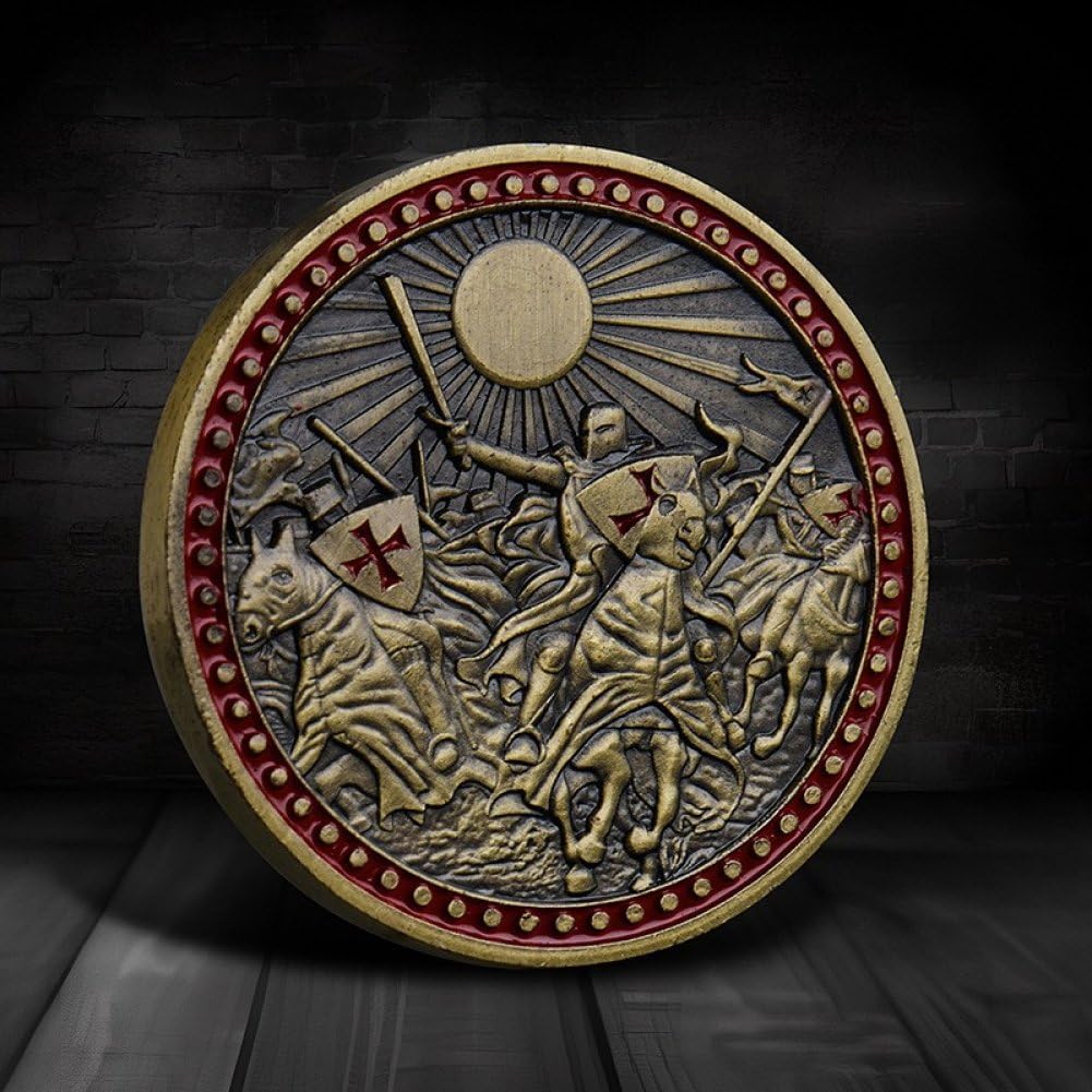 Moneta Pamiątkowa Rycerzy Templariuszy, Moneta Pamiątkowa Krzyżowca, Vintage Moneta Wyzwania, Medal Świętej Tarczy