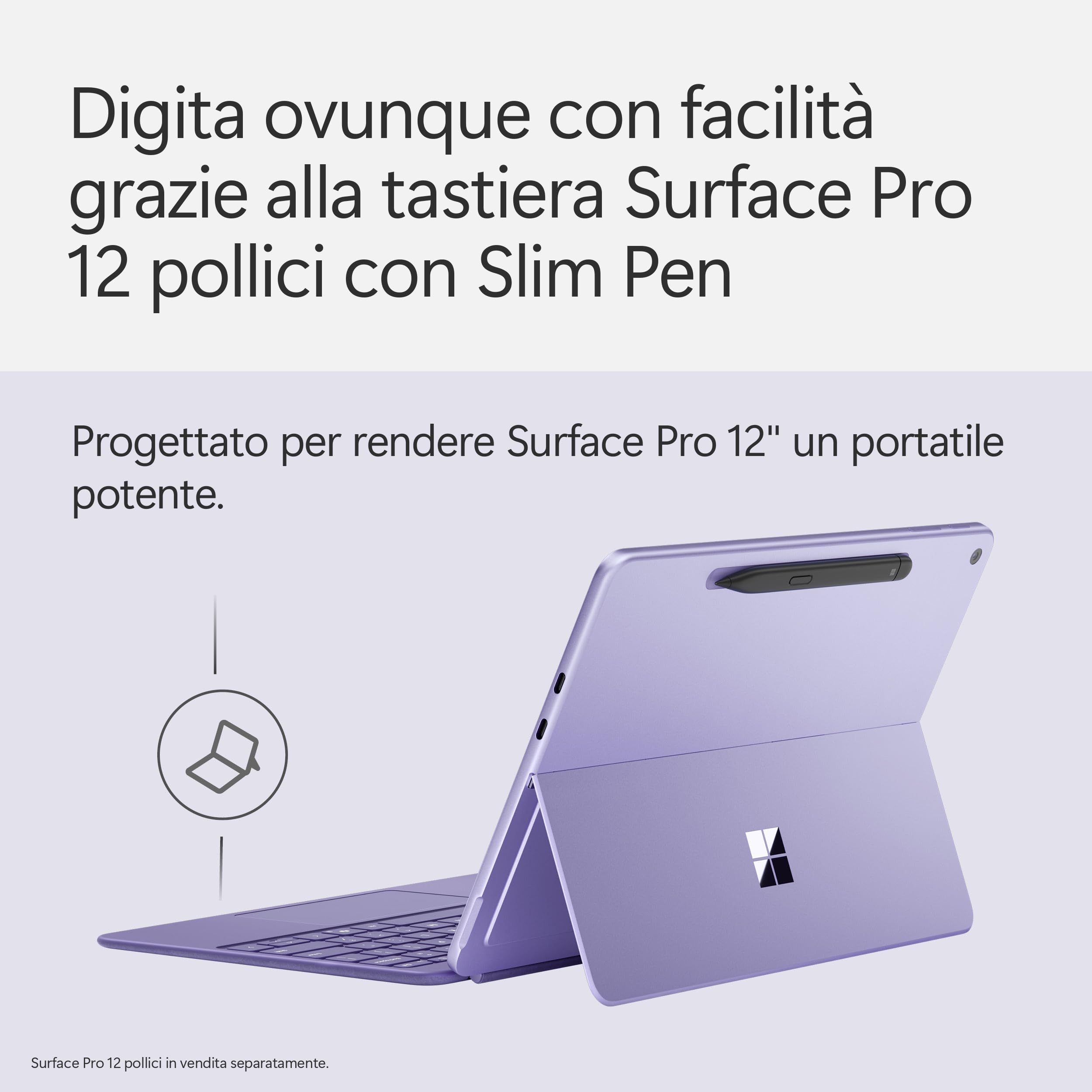 Microsoft Tastiera Surface Pro 12'' con Slim Pen | Compatibile con Surface Pro 12'' | Viola