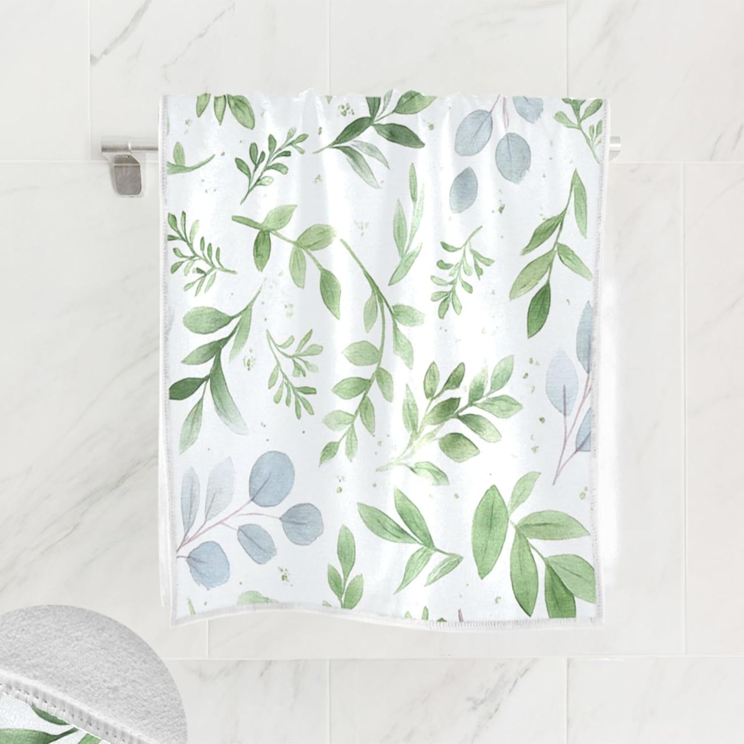 Wamika Green Leaves Hand Bath Towel Shower Towels Set Watercolor Herbs Women Kitchen Hanging Gym Fingertip Bathroom Shower Beach Towel Highly Absorbent - Image 2
