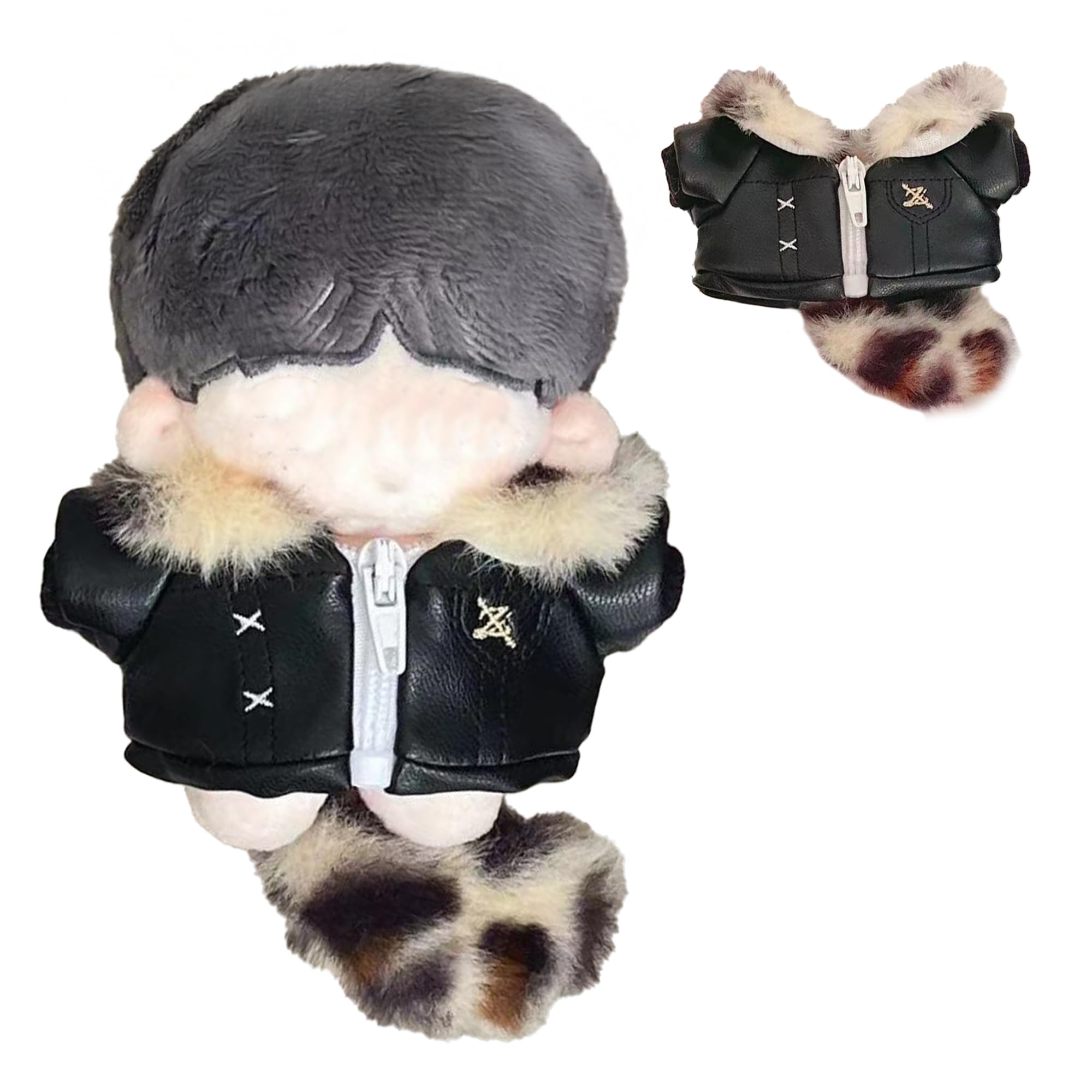 12cm ぬい服 レザージャケット 黒白 2点セットずつ(合計4つ) 20cm