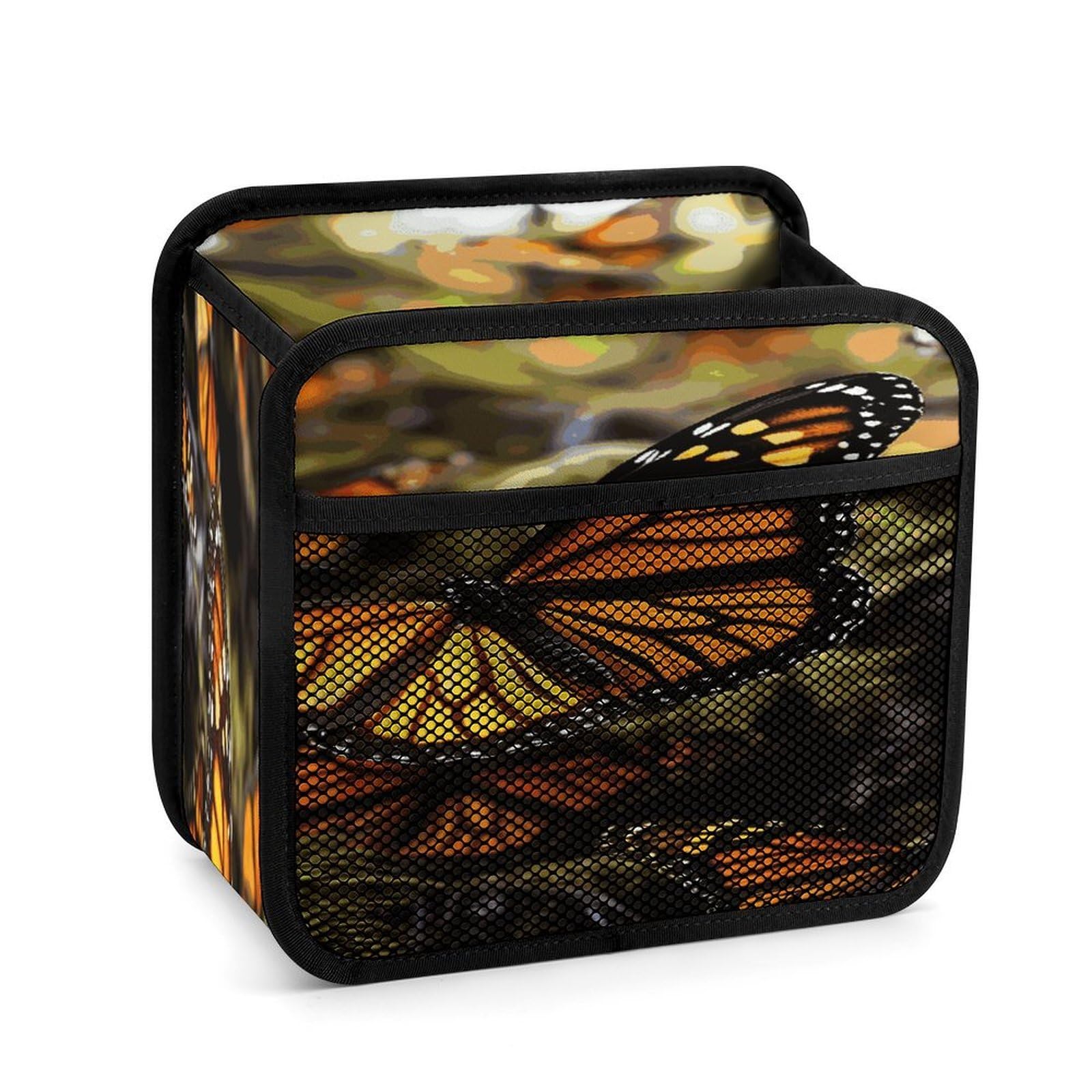 Btcowzrv Style Heaps Of Orange Monarch Butterflies Car Seat Back Organizer, Pu Leather Hanging Backseat Car Organizer With Elastic Mesh Pocket, Storage Bag For Most Vehicles