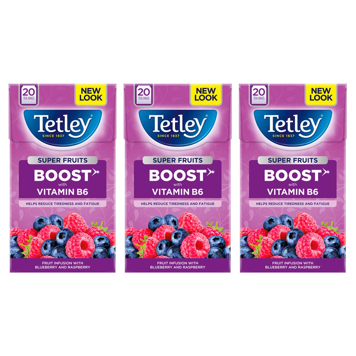 Tetley Super Fruits Boost Blueberry & Raspberry Tea, Pack of 20 Teabags