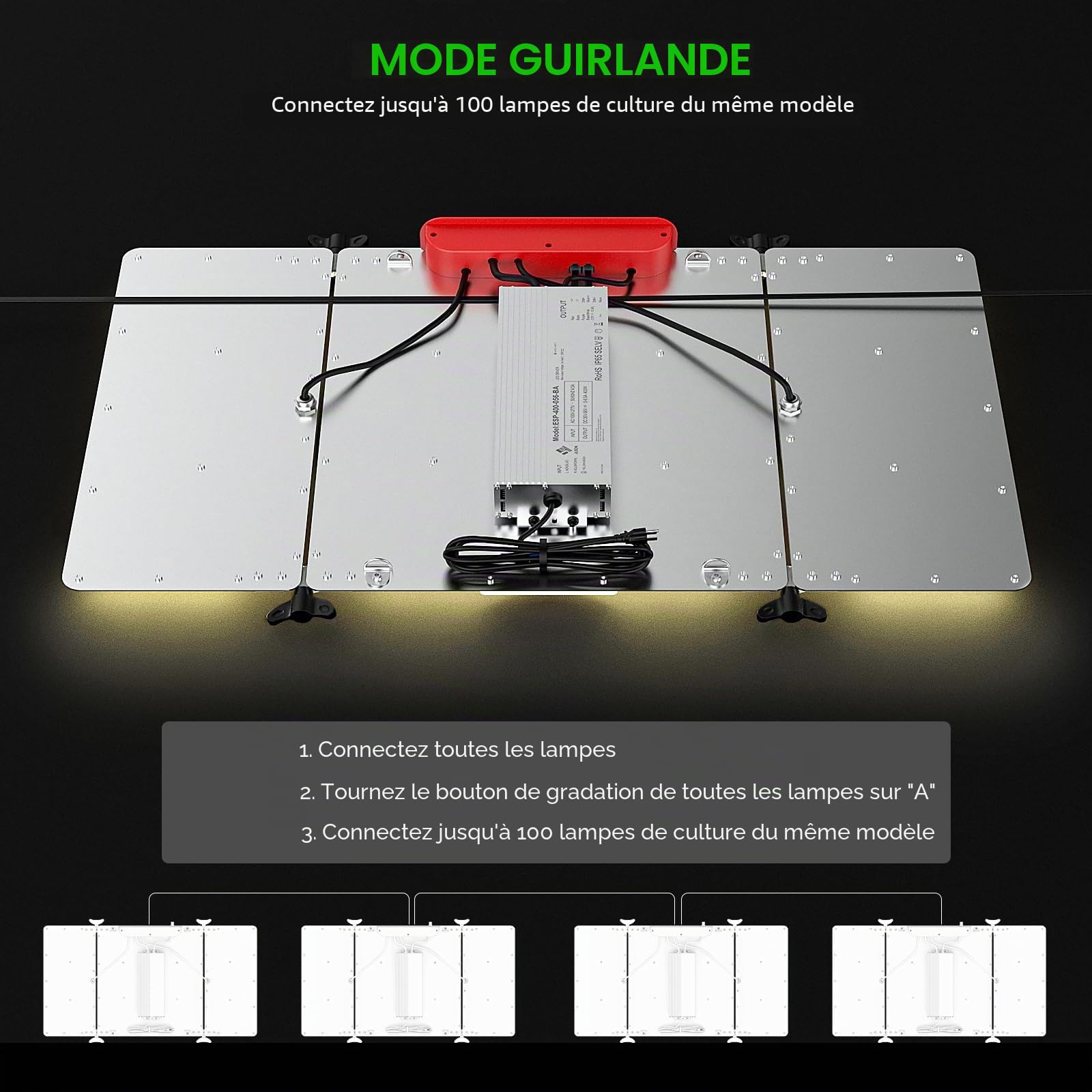 AGLEX Lampe de Culture LED 4000W, Spectre Complet avec UV IR, Éclairage LED pour Plantes en Croissance, Semis, Floraison, Lampes de Croissance 5X6 FT de Couverture avec Daisy Chain & Variateur