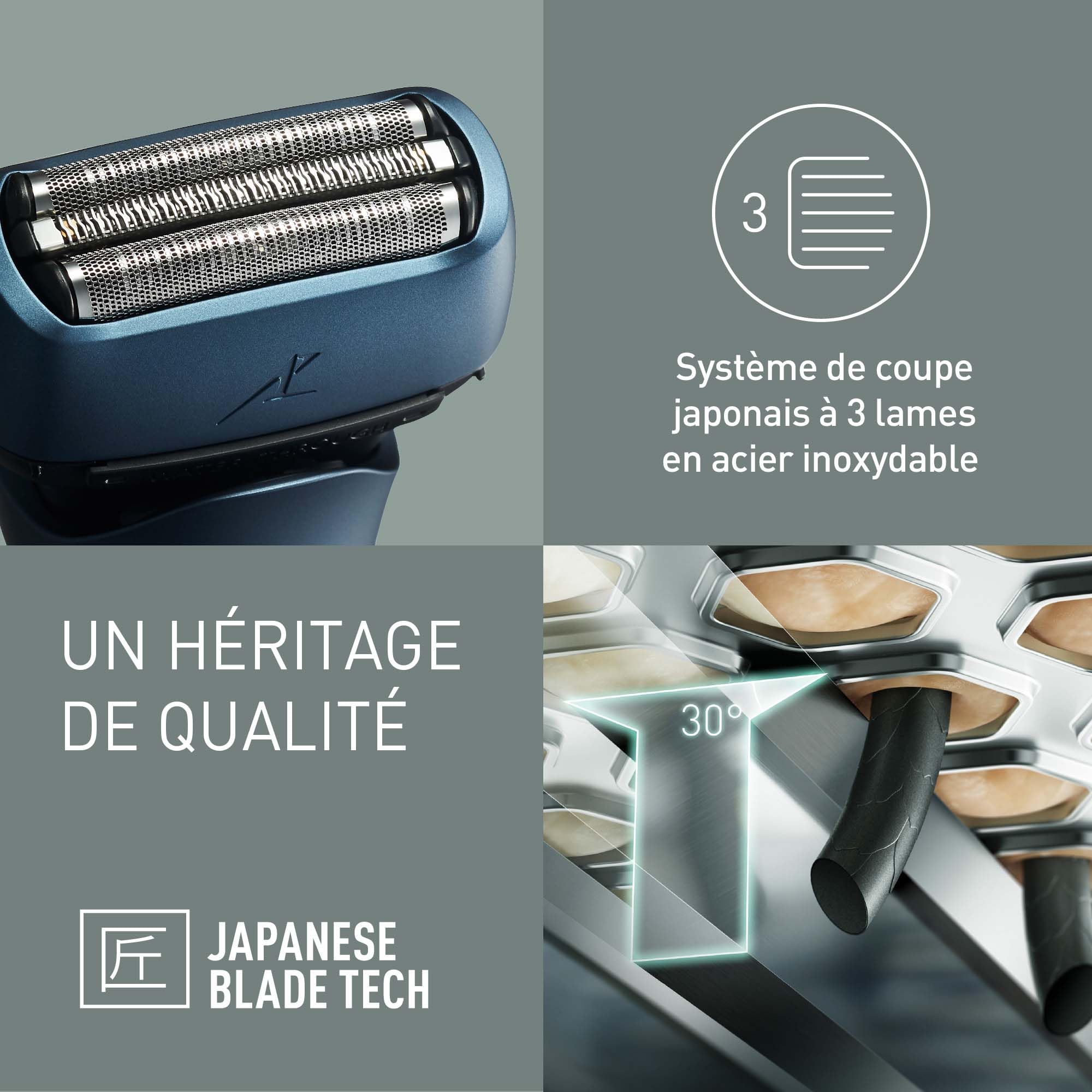 Panasonic Series 700 ES-ALT4B Rasoir Électrique 3-lames Wet et Dry Homme, Rasoir Portable Sans Fil et Étanche, Capteur de Barbe Réactif, Tête Flexible