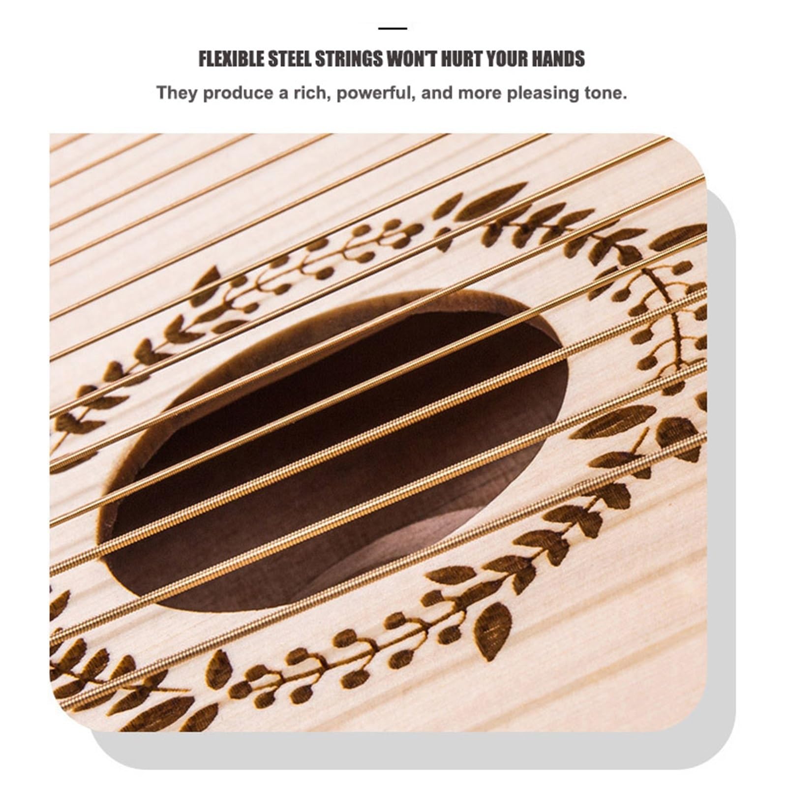 16-nutowa Mini Lyre Harp – przenośny instrument muzyczny dla początkujących, w kształcie lutni z wzorem lotosu, kompaktowa lira w pudełku do domu i podróży