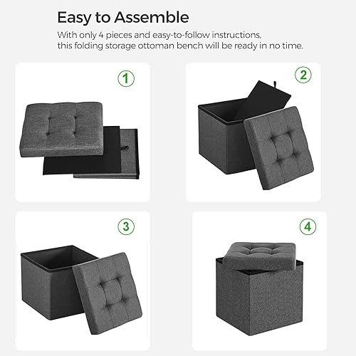 Miniatura 5 de NAIMP Otomana de almacenamiento, banco plegable de lino fino de 15 pulgadas, banco otomano de almacenamiento, otomana con almacenamiento, mesa de