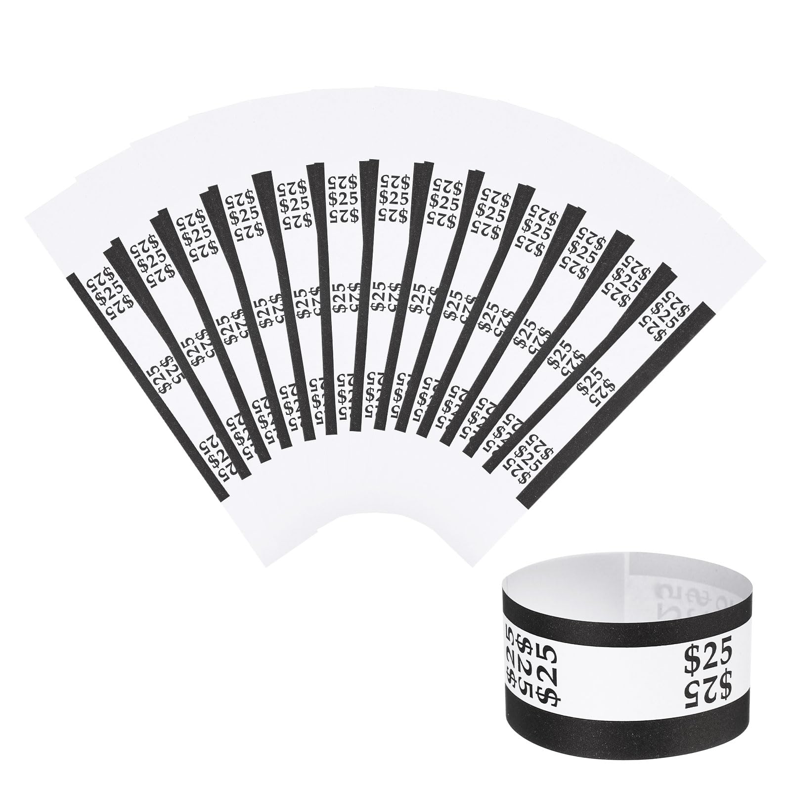 PATIKIL Money Bands, 50 Pcs Dollar Bill Wrappers Self-Adhesive Money Straps Self Sealing Bill Straps Sleeves for 50 Dollar Wrappers Organizer, Black (7.6 x 1.2 Inch)