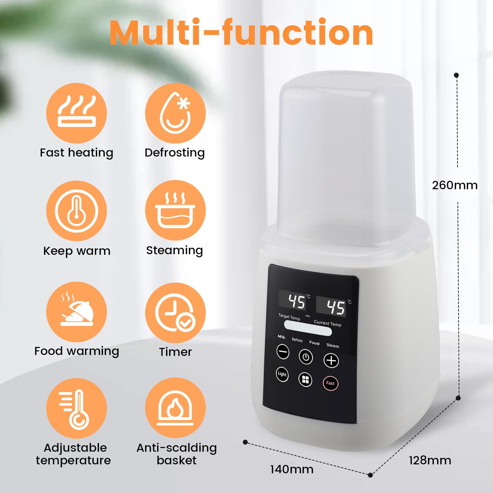 Scaldacollo per biberon 6 in 1, con riscaldamento rapido, mantenimento e scongelamento, scalda biberon con display LCD e telecomando