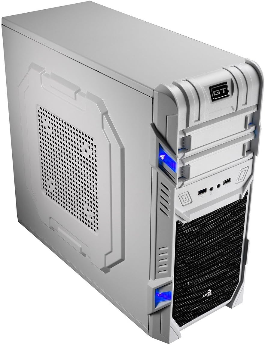 Aerocool GT Advance Mid Tower USB 3 12cm Blue LED Fan Screwless - White
