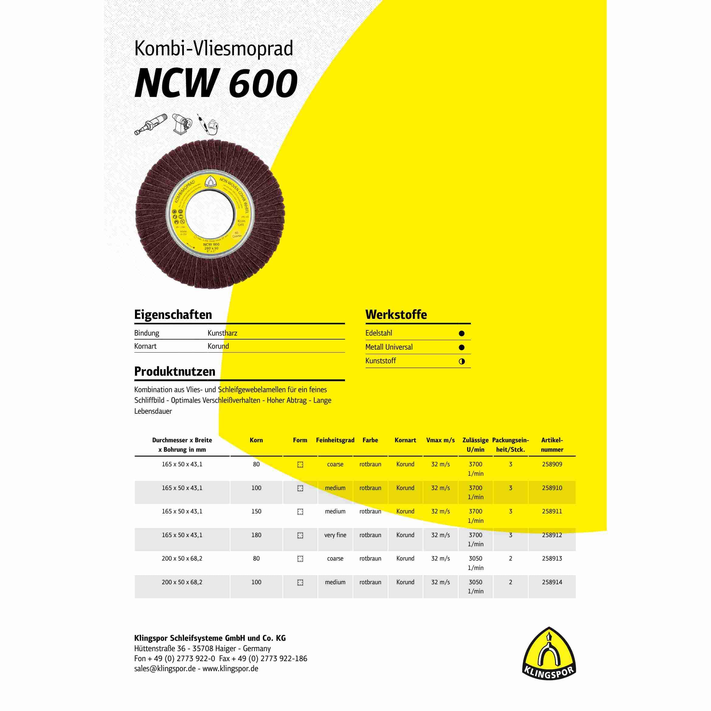 NCW 600 - Juego de 2 mopas de fieltro (200 x 50 x 68 mm, grano 150, tamaño mediano) : 258915