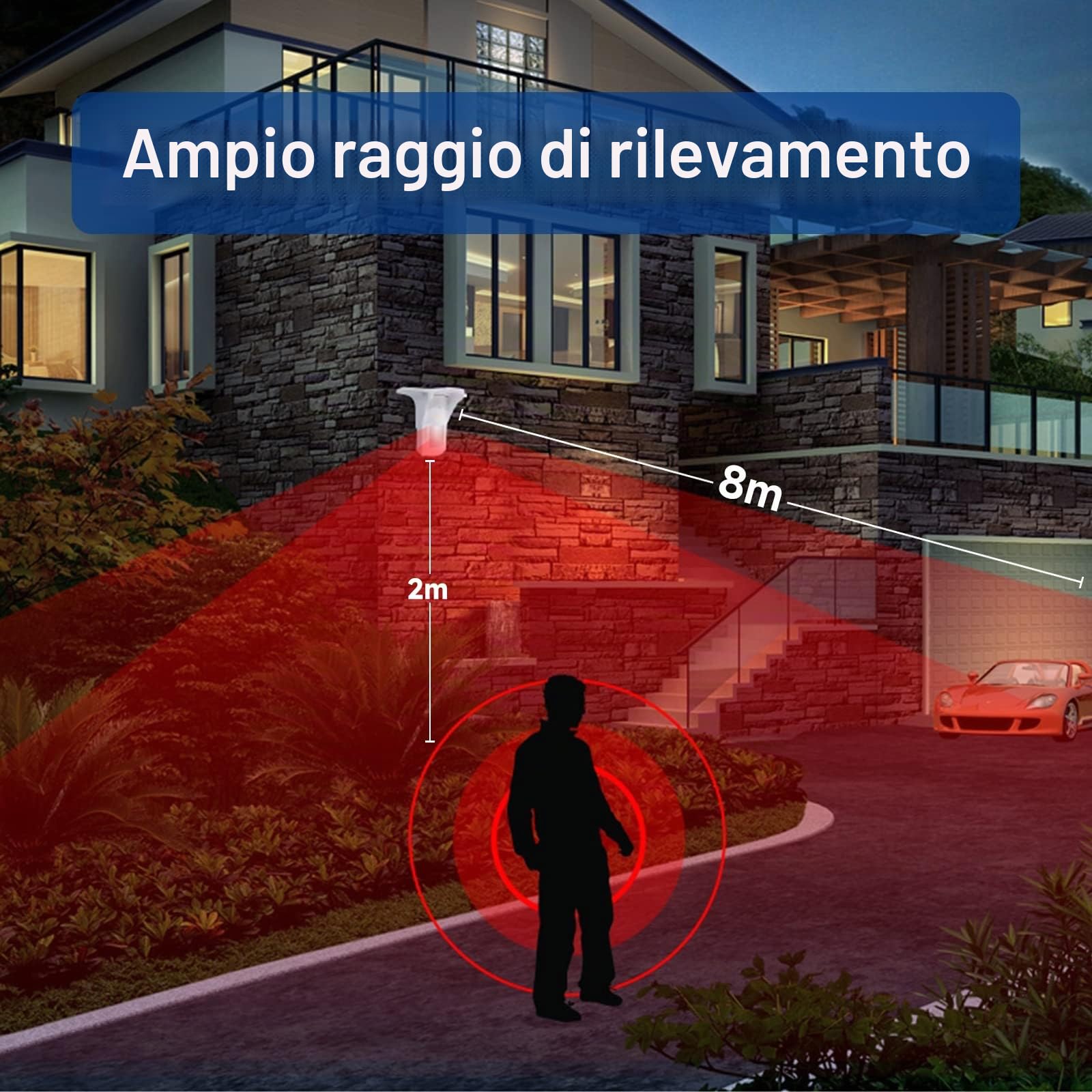 Chuango PIR-926 - Rilevatore di movimento a energia solare, senza fili, per uso esterno, modalità di risparmio energetico, classe di protezione IP65, campo di rilevamento 110°/ 5 m