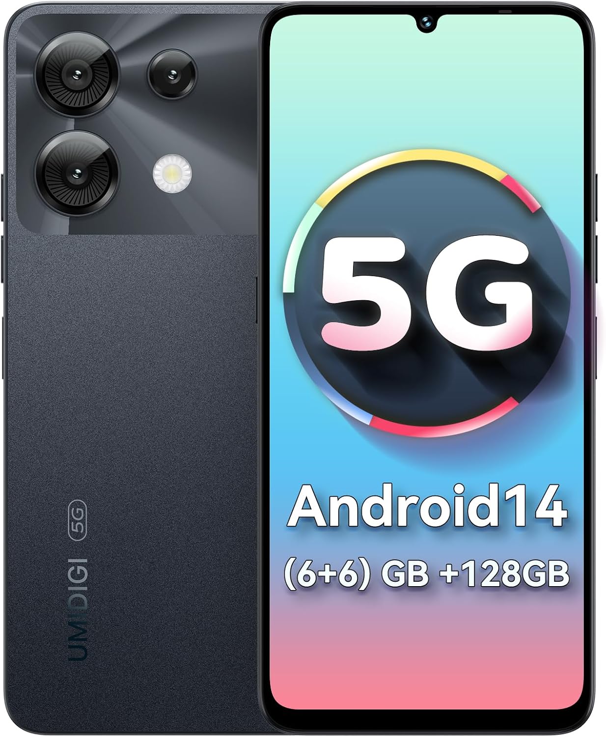 UMIDIGI G9 5G Unlocked Phones, 12(6+6) GB +128GB/1TB TF Expand, Android 14 Cell Phone, 5G Dual SIM, 50MP Camera, 6.75″ HD+ 90Hz Display, 5000mAh Android Phone, AI Face & Fingerprint Unlock Black