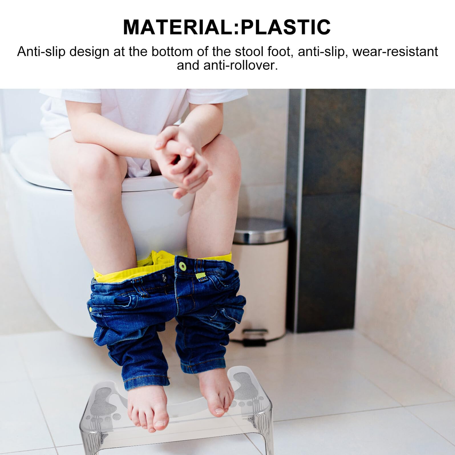 Sgabello Confortevole Antiscivolo e Bambini in per Plastica Bagno Resistente Wc per Uso Domestico