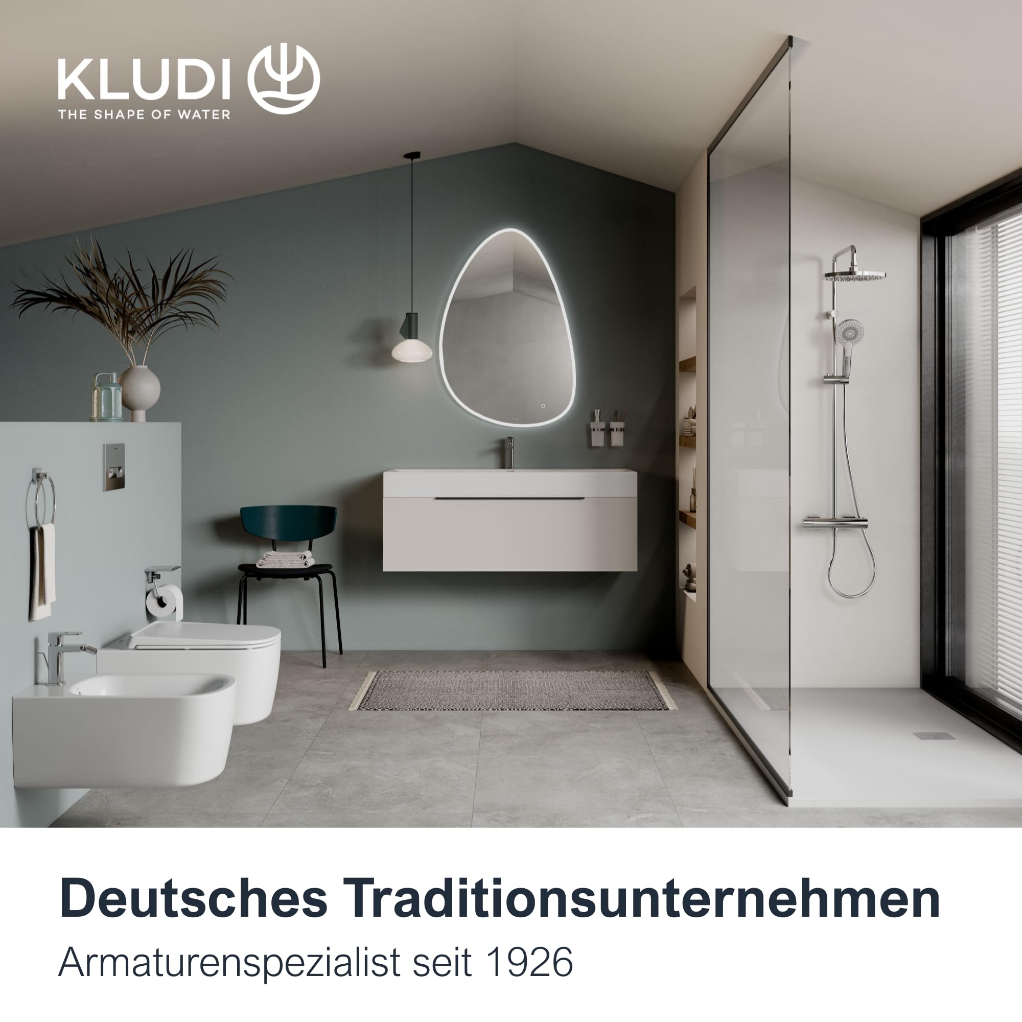 KLUDI -X1 6906705-81 system prysznicowy z głowicą i słuchawką prysznicową, termostatem Dual Shower System, chrom, montaż ścienny, armatura termostatyczna, głowica prysznicowa Ø 250 mm, 3 rodzaje