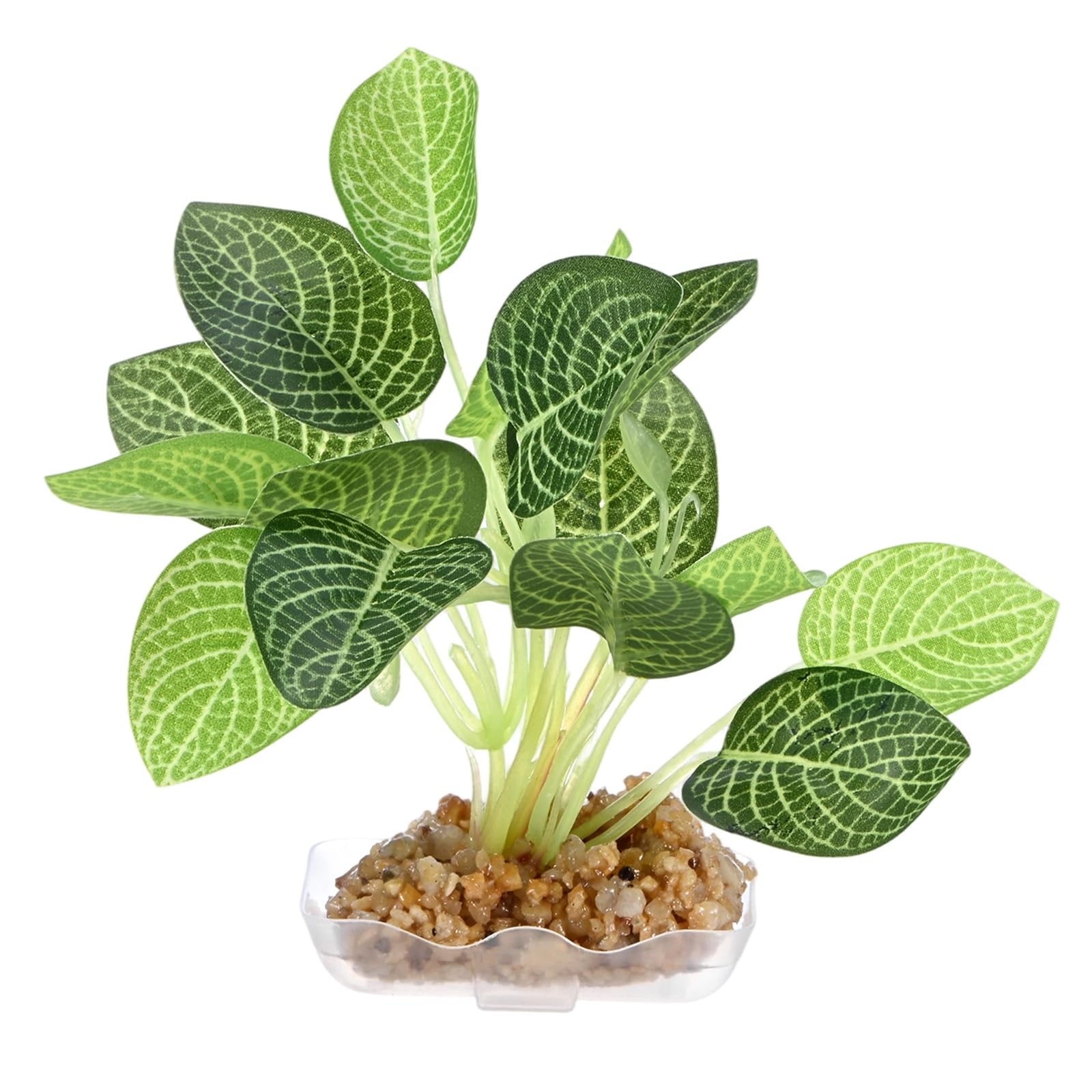 M METERXITY 1-Pack Aquarium Plant, Small Plastic Artificial Plant Water Grass Fish Hide Accessories for Aquarium Decoration/Fish Tank Decoration/Terrarium [Style 2, Green+White] — image 1