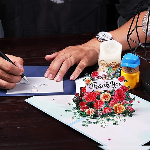 Miniatura 6 de GREETING ART Tarjeta desplegable 3D de agradecimiento, tarjeta de agradecimiento al profesor, tarjetas de felicitación emergentes, flores, tarjetas