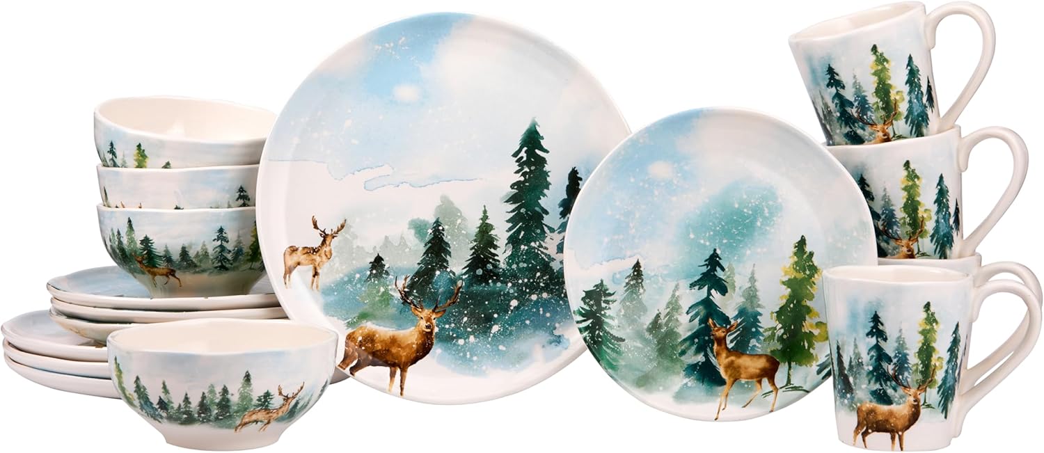 Bico Enchanted Deer Dreamscape Ceramic 16 pcs Dinnerware