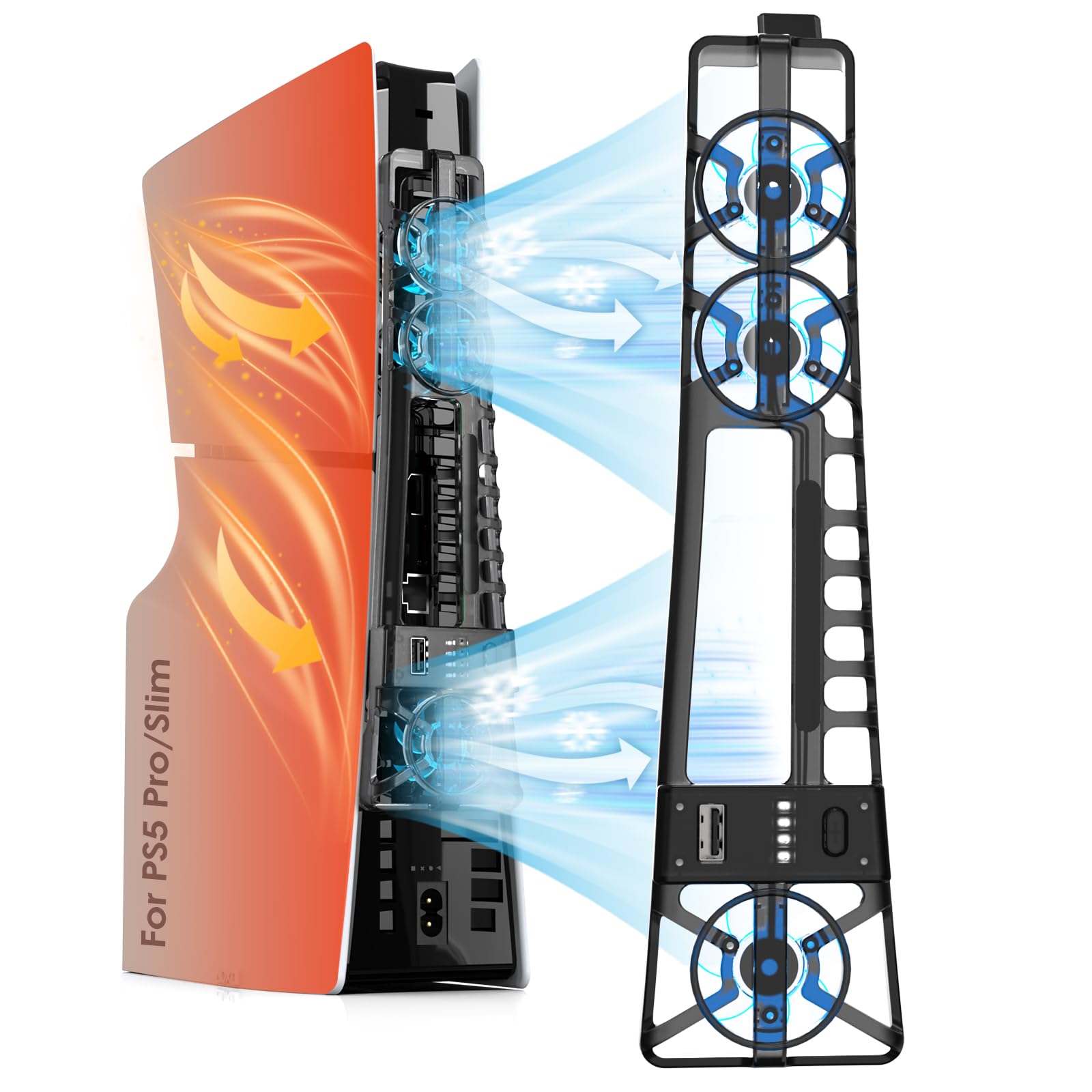 PS5 Accessory Cooling Fan Compatible with PS5 Slim Pro Disc Version and Digital Version Slim Fan Efficient and